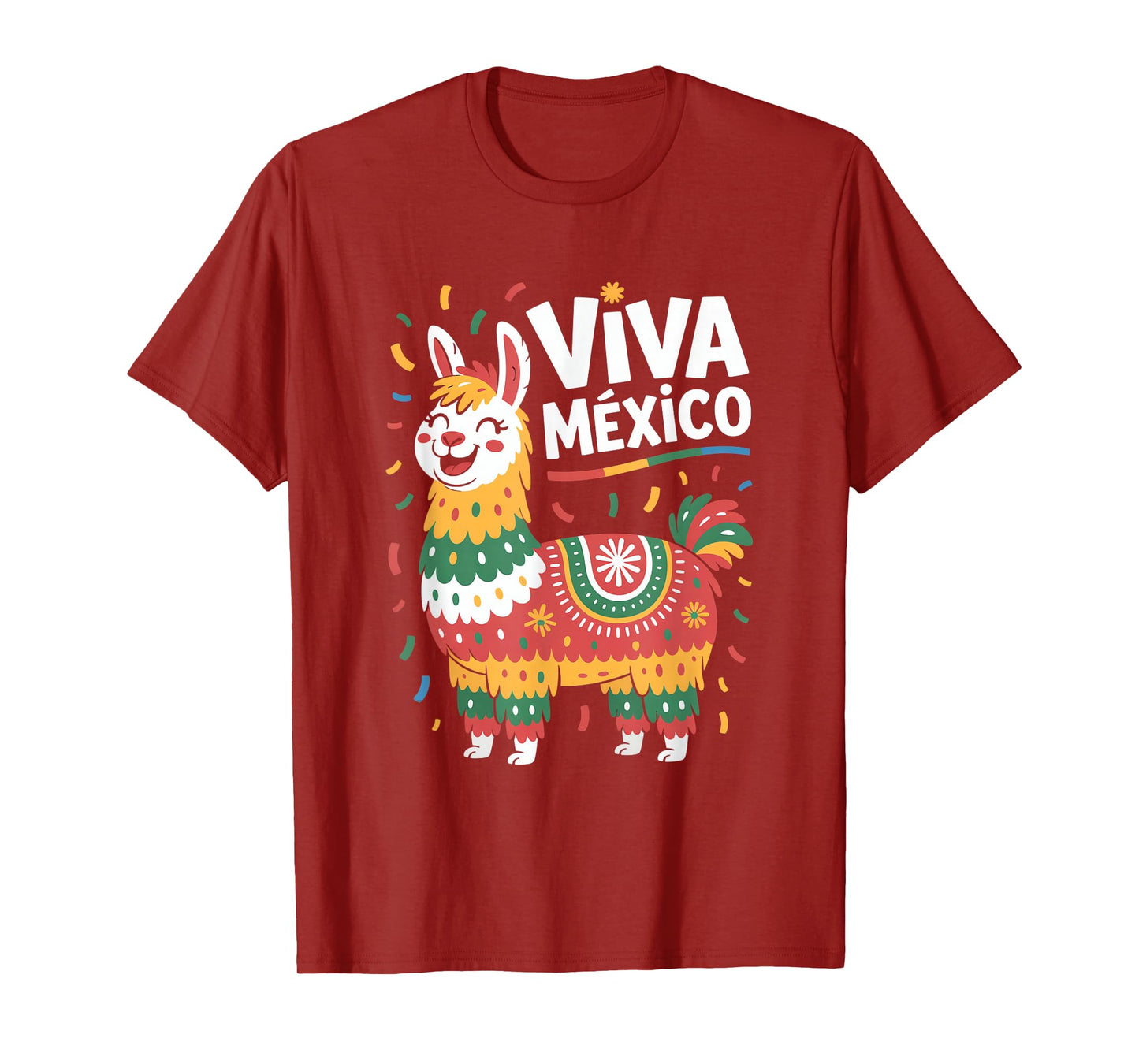 Viva Mexico Llama Folk Motif Fiesta Celebration T-Shirt