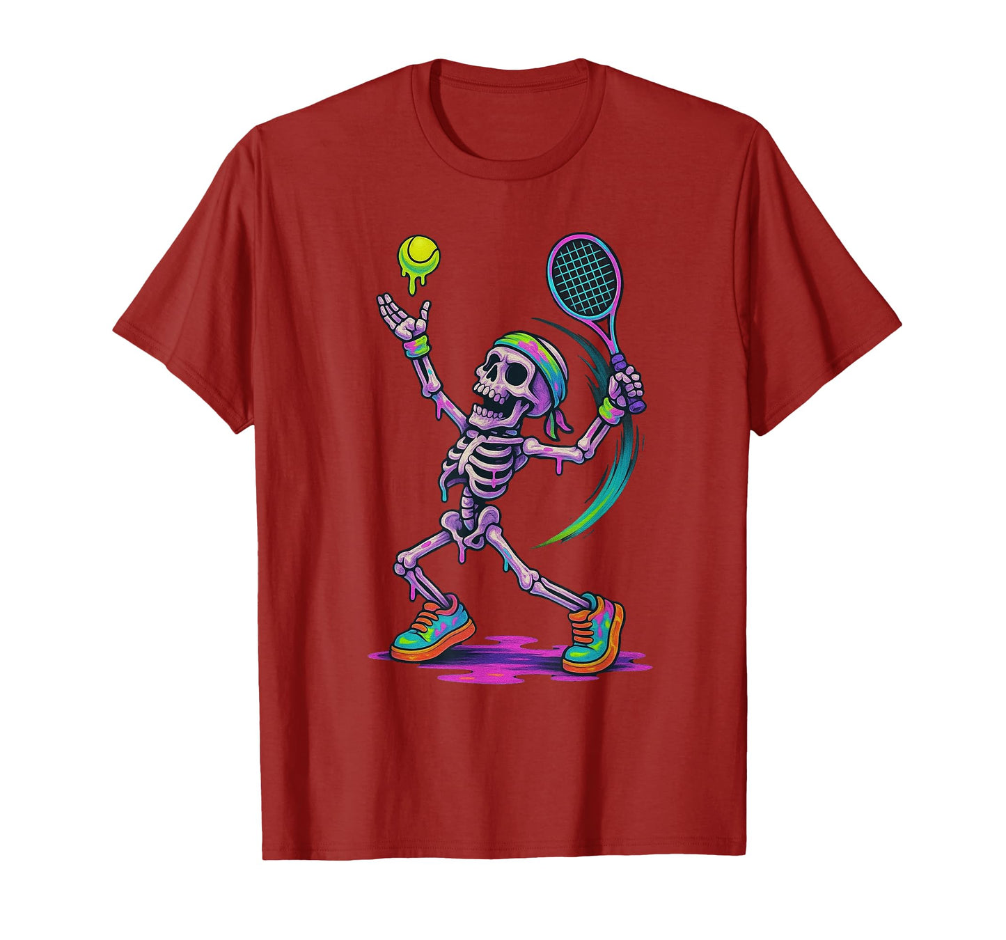 Skeleton Tennis Player Drip Ice Cream Drip T-Shirt