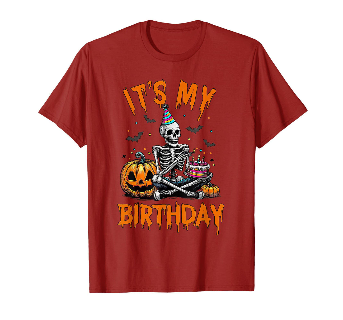 It's My Birthday Skeleton Pumpkin Halloween Birthday Party T-Shirt