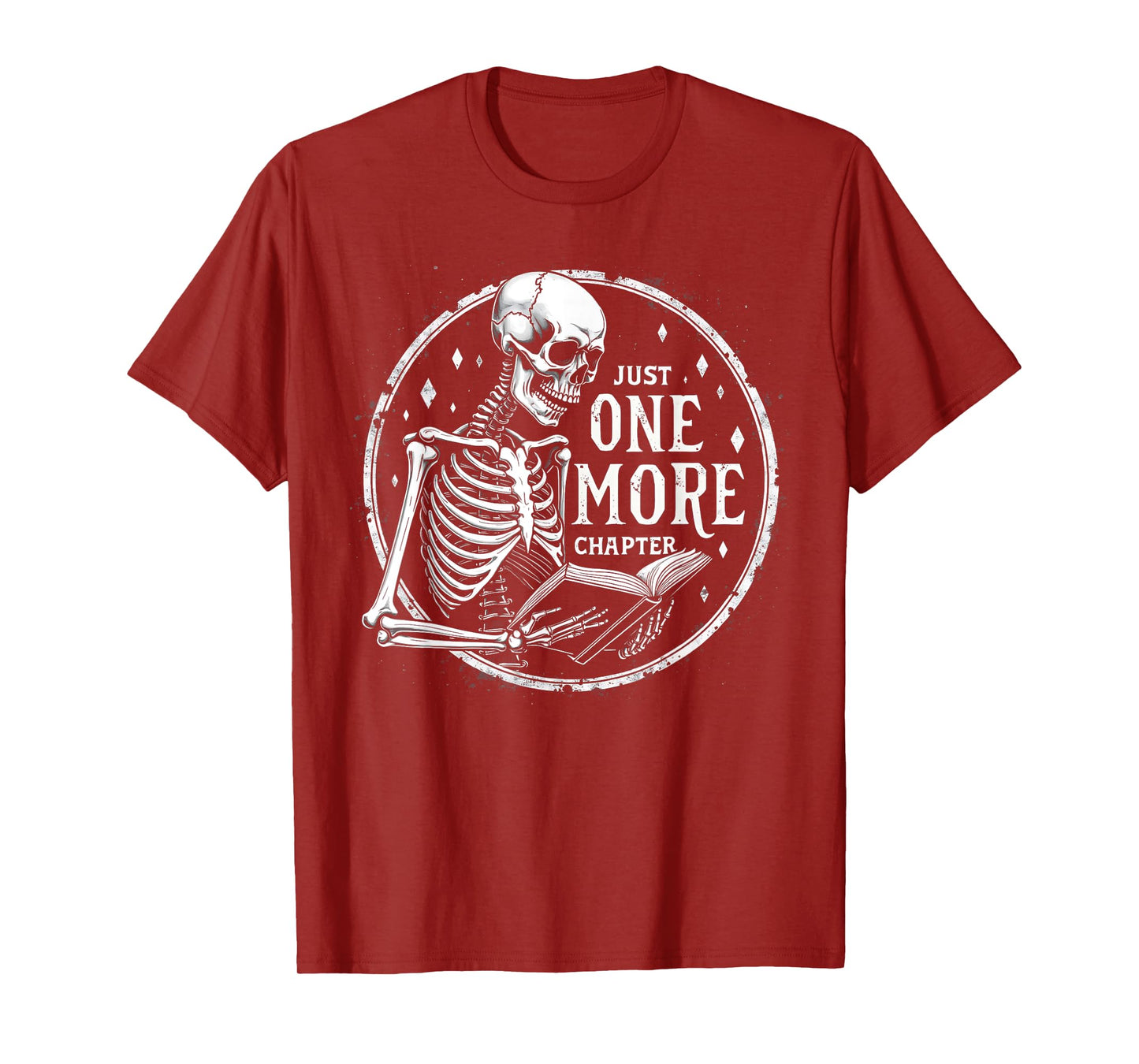 Vintage Book Lover Just One More Chapter Skeleton Halloween T-Shirt
