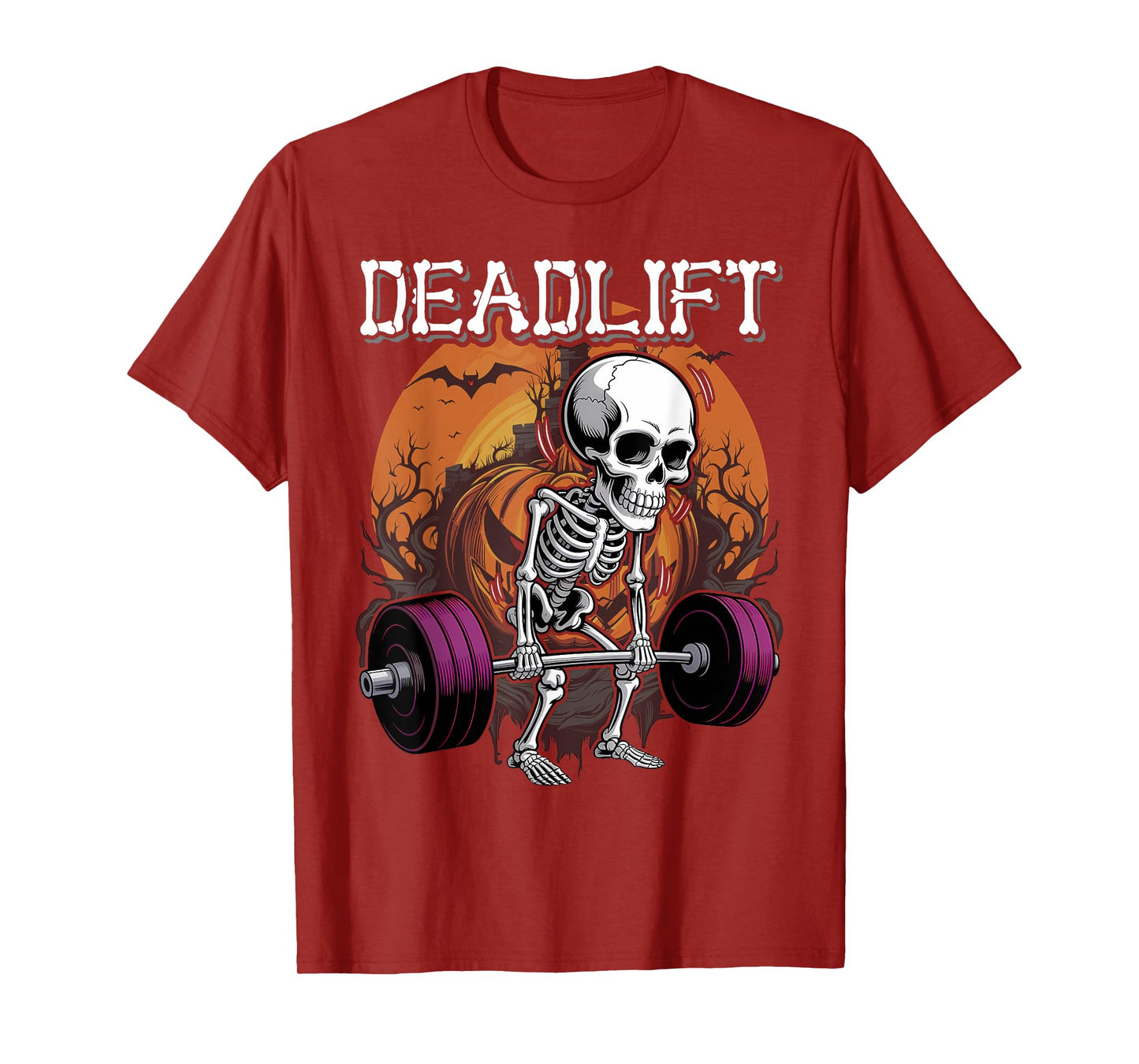 Deadlift Funny Halloween Saying Skeleton Barbell Gym Workout T-Shirt