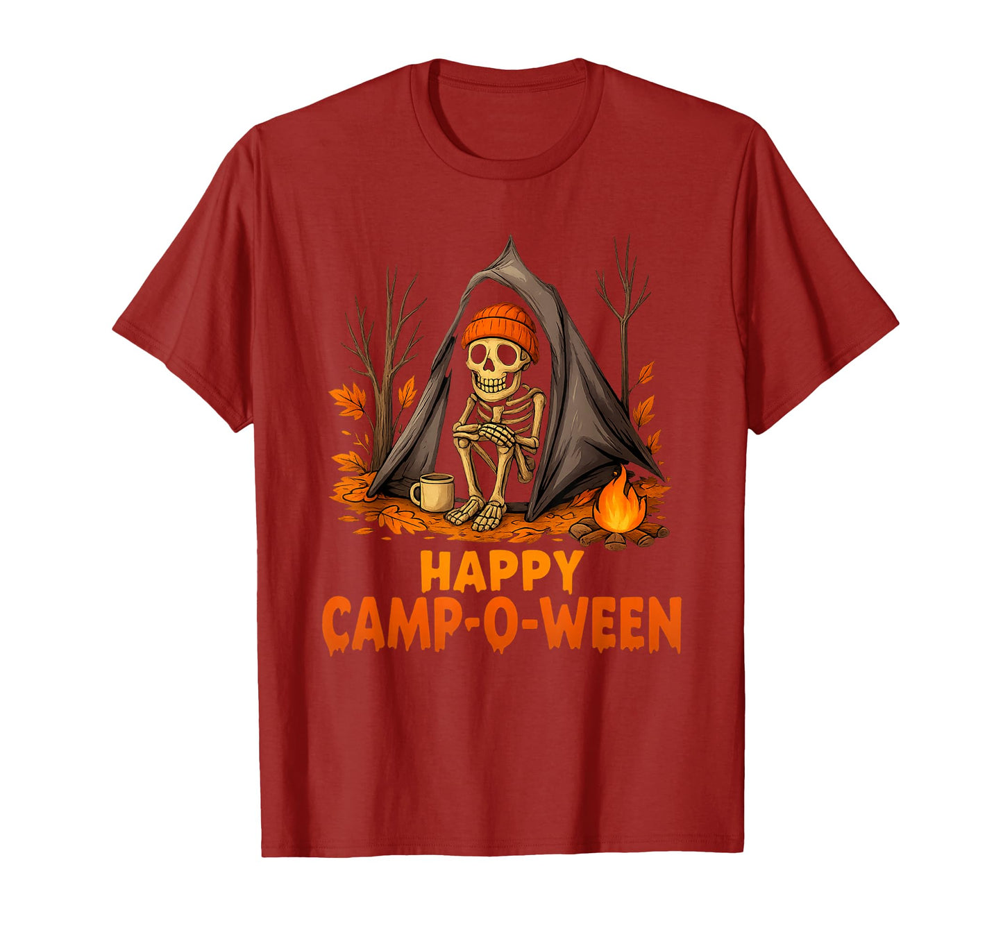 Happy Camp-O-Ween Funny Skeleton Halloween Camping Lover T-Shirt