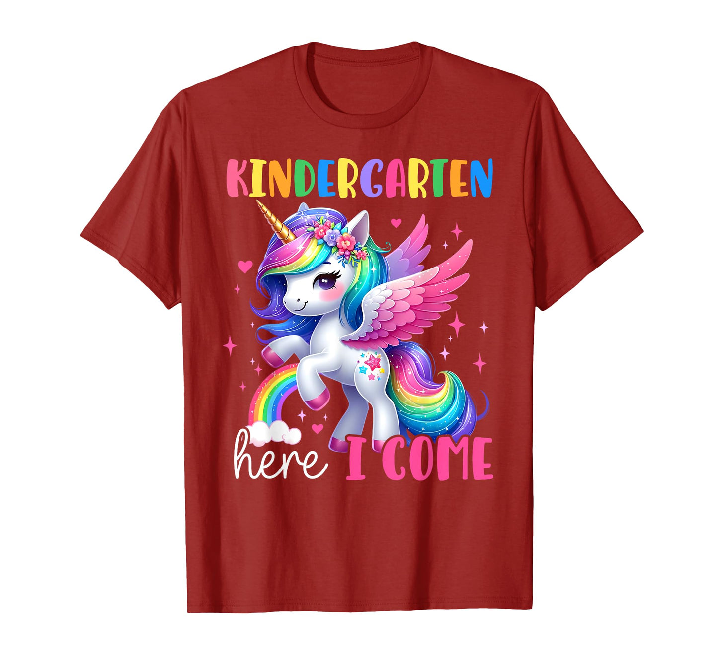 Kindergarten Here I Come Unicorn Girls Kids Back To School T-Shirt
