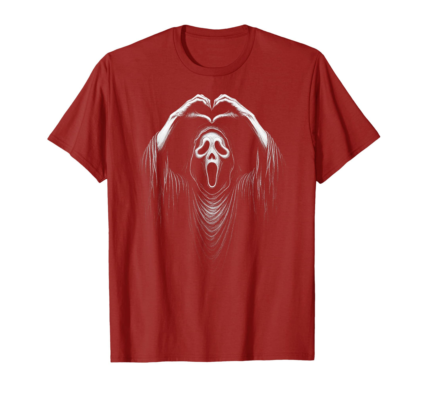 Ghost Skeleton Hands Heart Sign Retro Halloween Costume T-Shirt