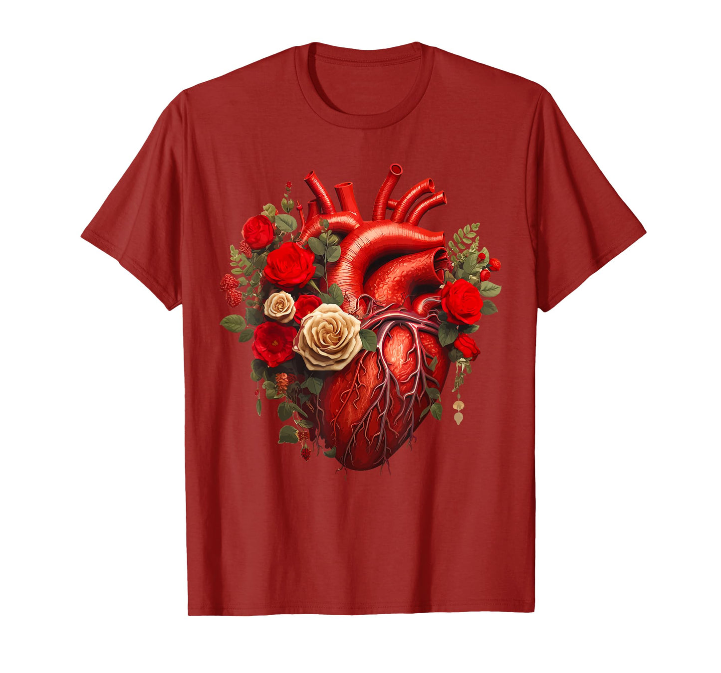 Cardiology Medical Cardiac Nurse Floral Anatomical Heart T-Shirt