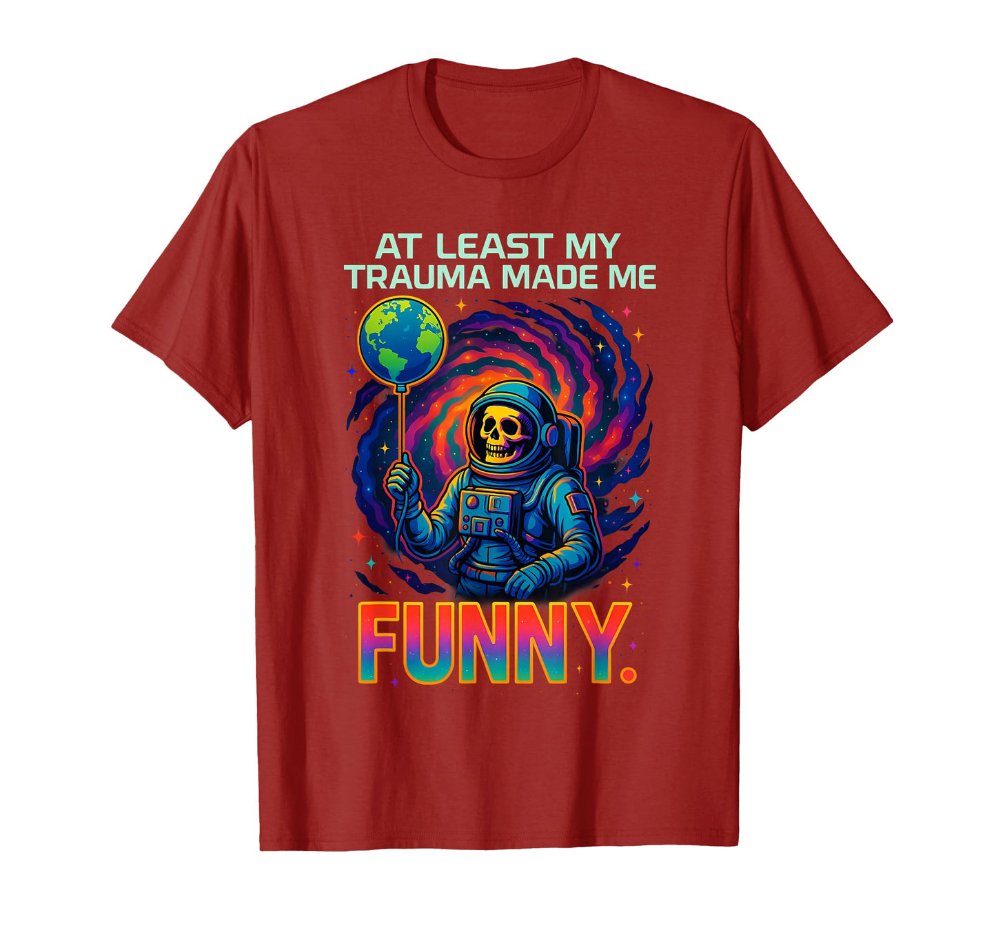 Trauma Made Me Funny Skeleton Coffee Spicy Halloween Gag Men T-Shirt