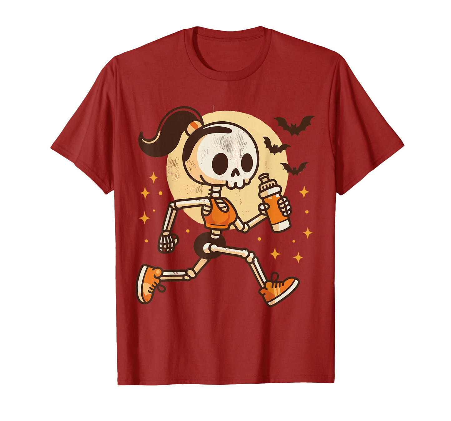 Running Skeleton Girl Funny Halloween Costume T-Shirt