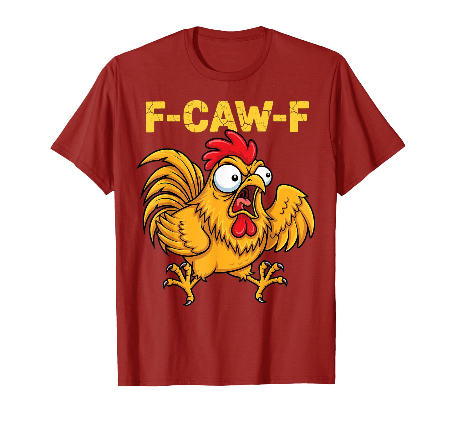 Funny Angry Rooster F-Caw-F Cartoon Farm Animal T-Shirt
