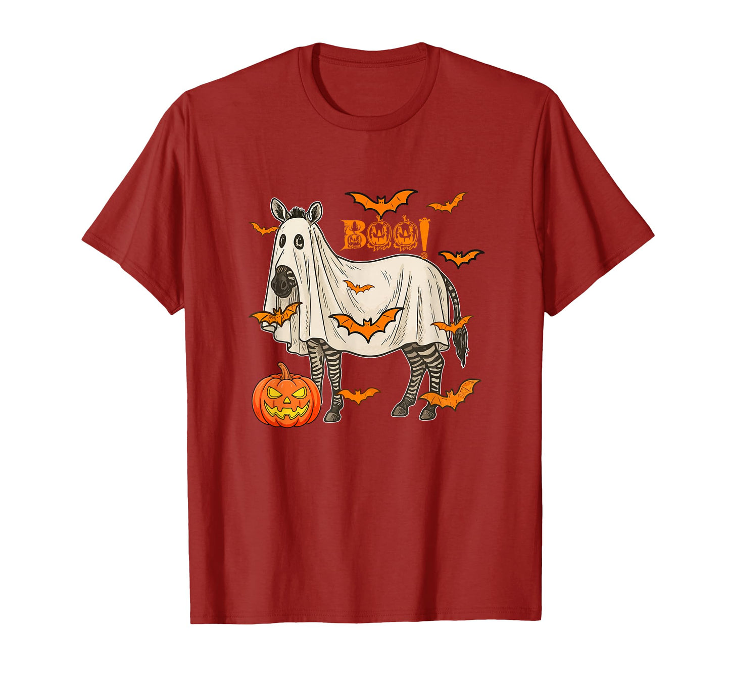 Boo Halloween Zebra Cosplay Ghost Costume Animal Lover T-Shirt