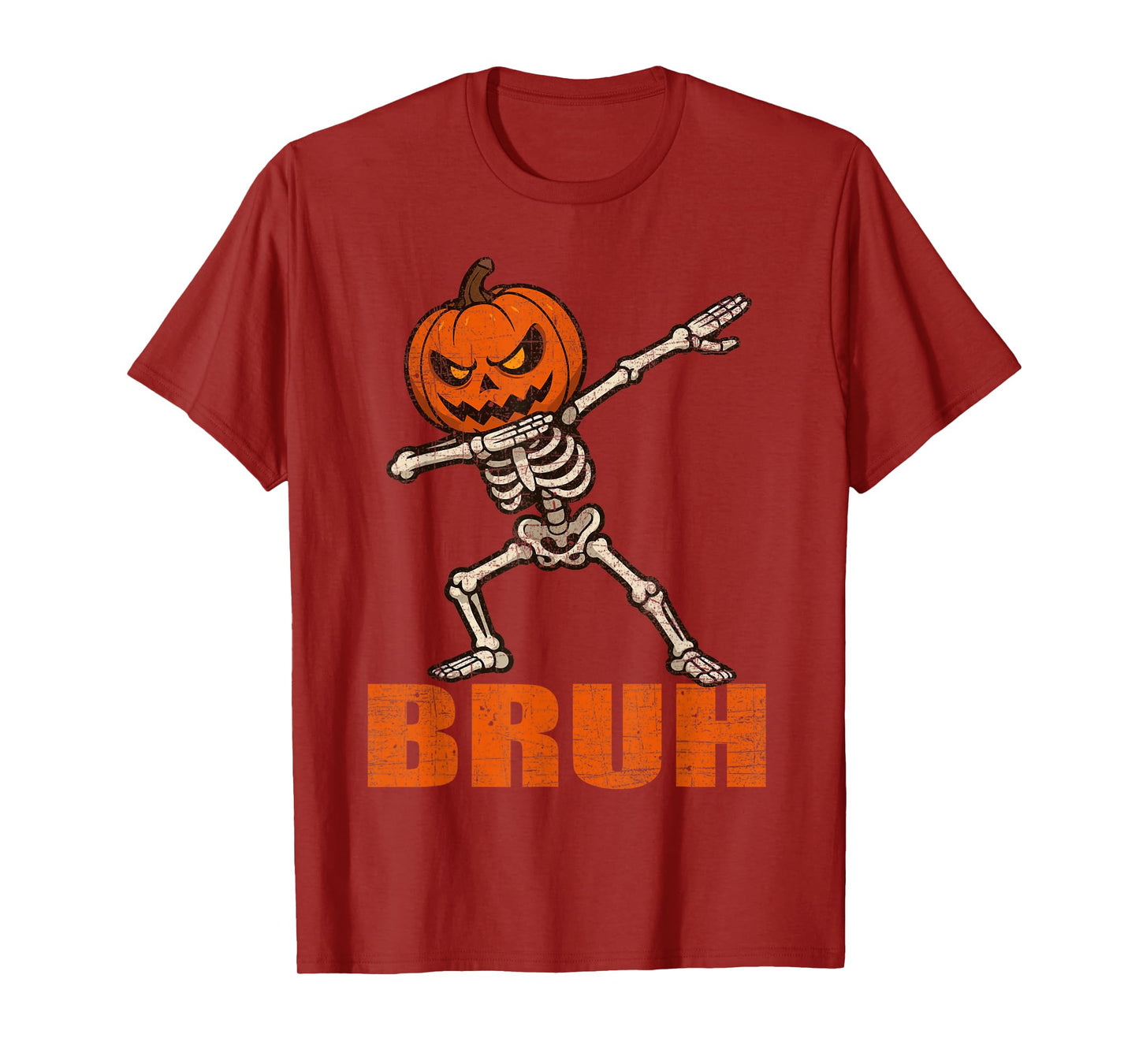 Bruh Skeleton Halloween Dabbing Boys Pumpkin Jack O Lantern T-Shirt