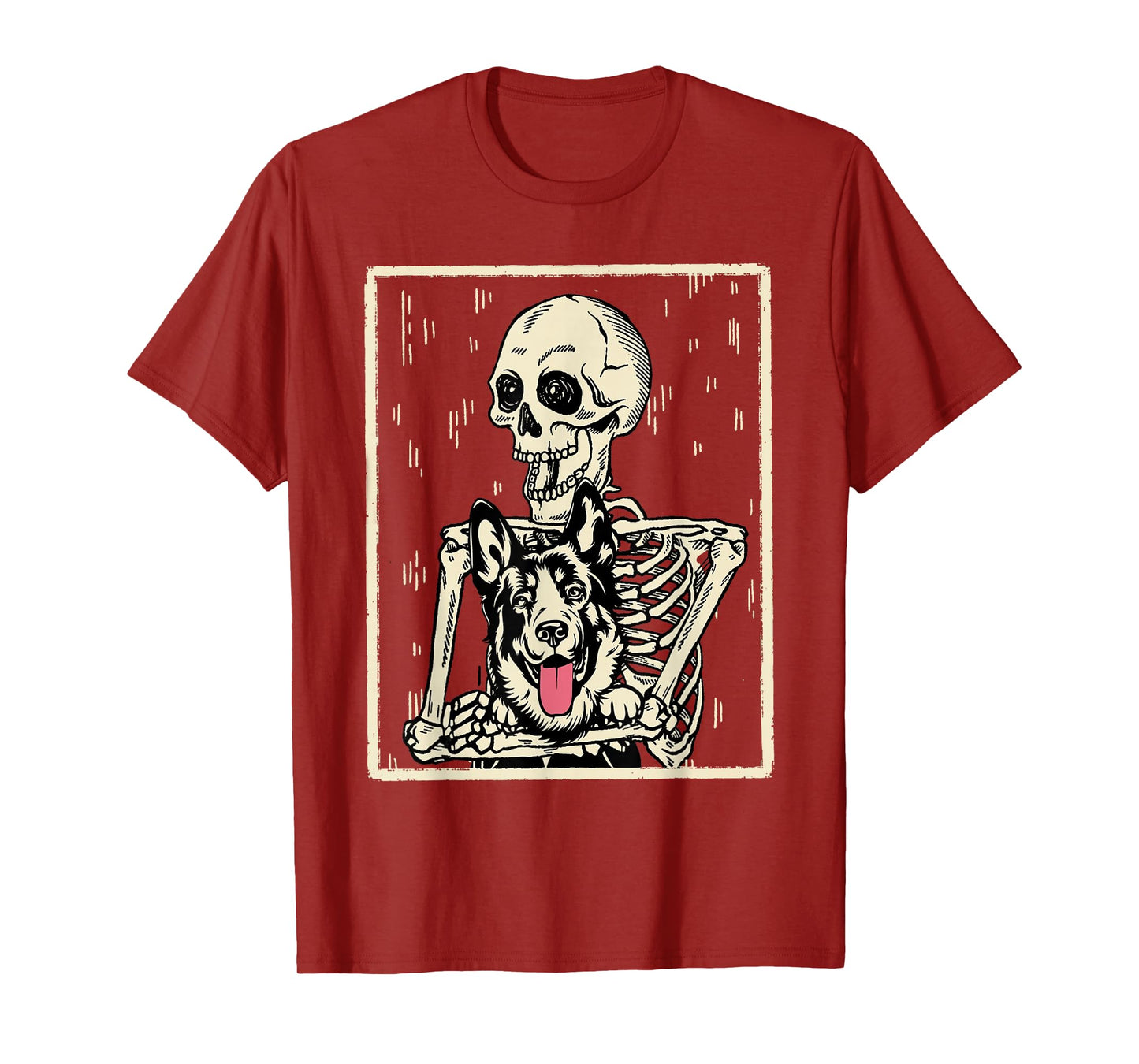 Funny Skeleton Hugging German Shepherd Halloween Dog Mom T-Shirt