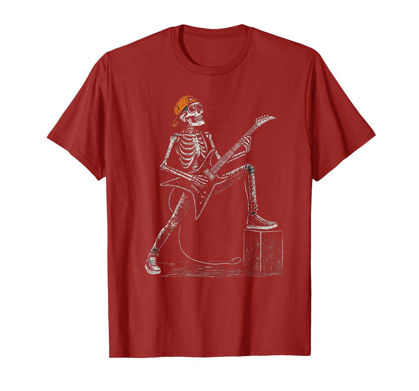Vintage Halloween Skeleton Guitar Rock Funny Spooky Costume T-Shirt