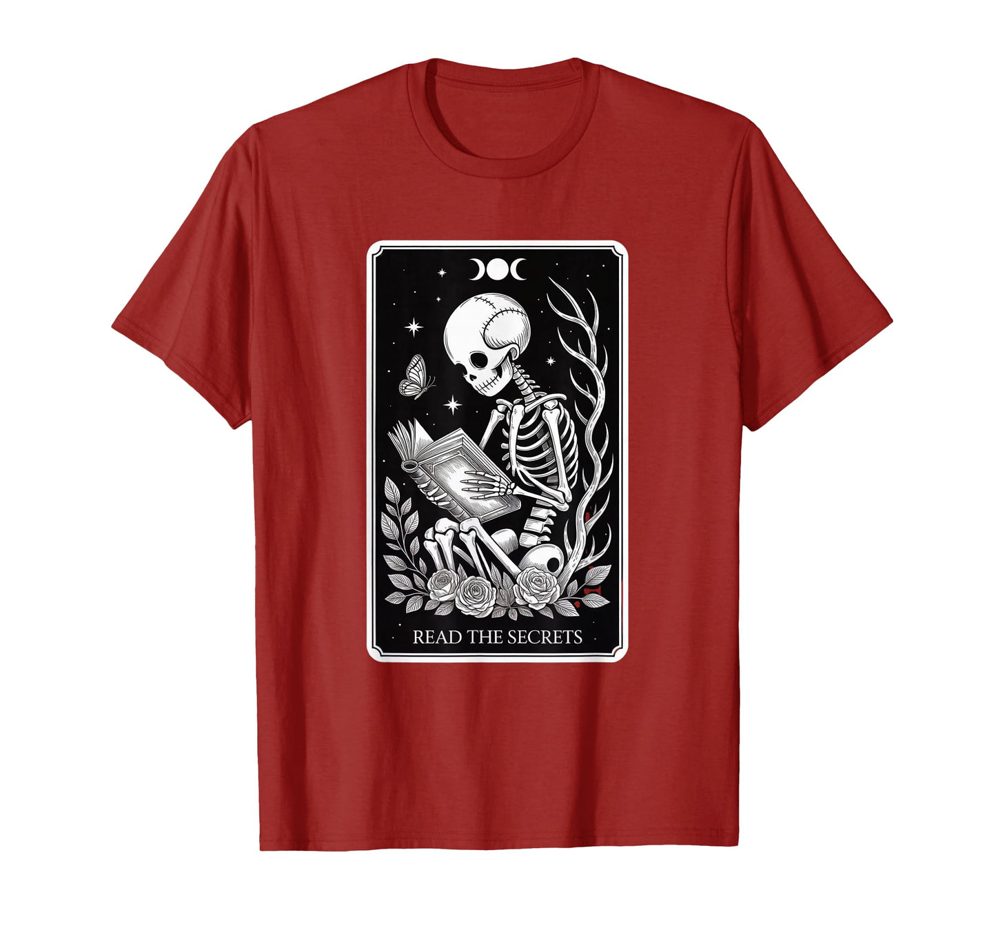 Book Lover The Reader Tarot Card Funny Skeleton Reading T-Shirt