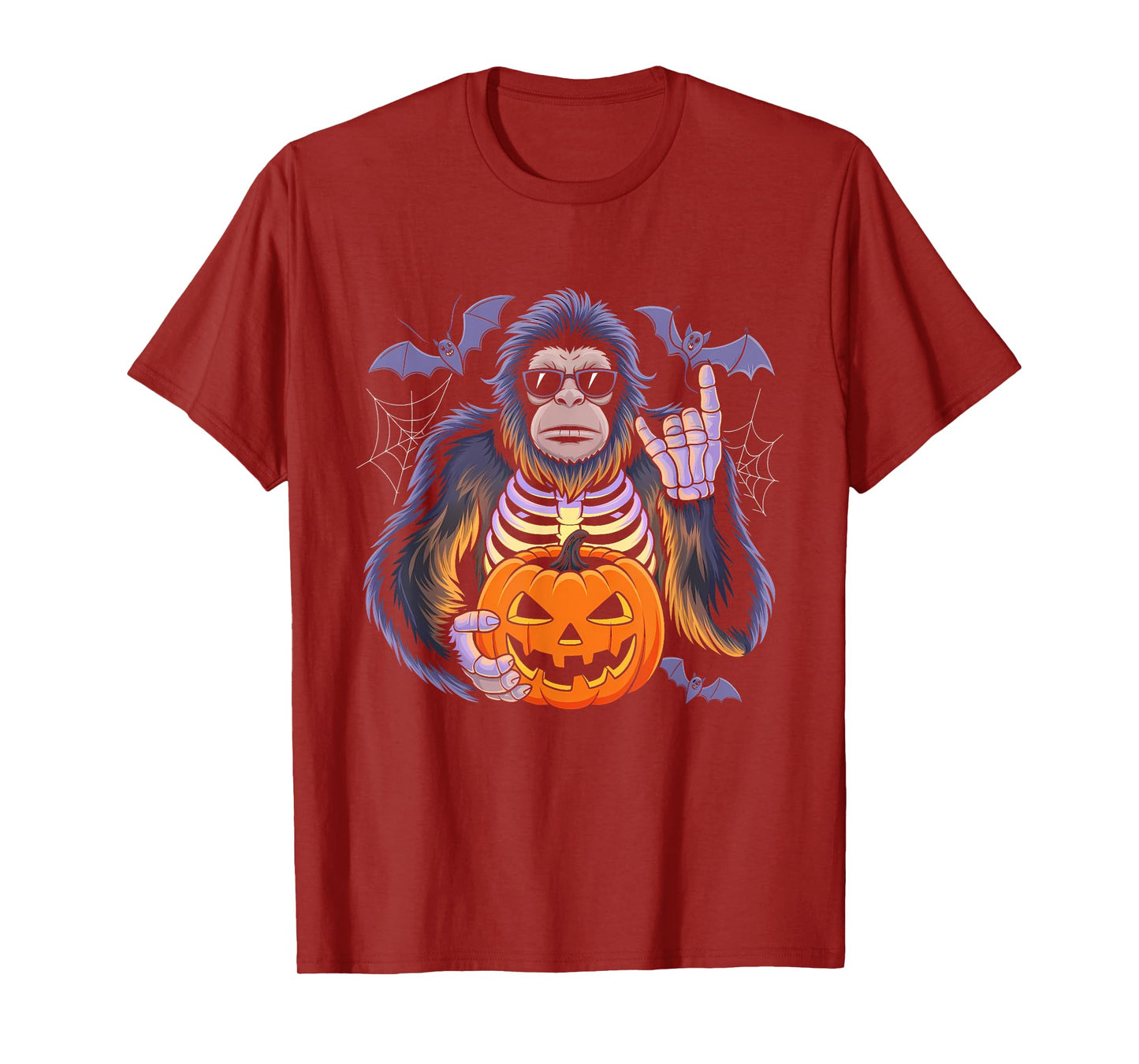Spooky Bigfoot Jack O Lantern Skeleton Fun Halloween Youths T-Shirt