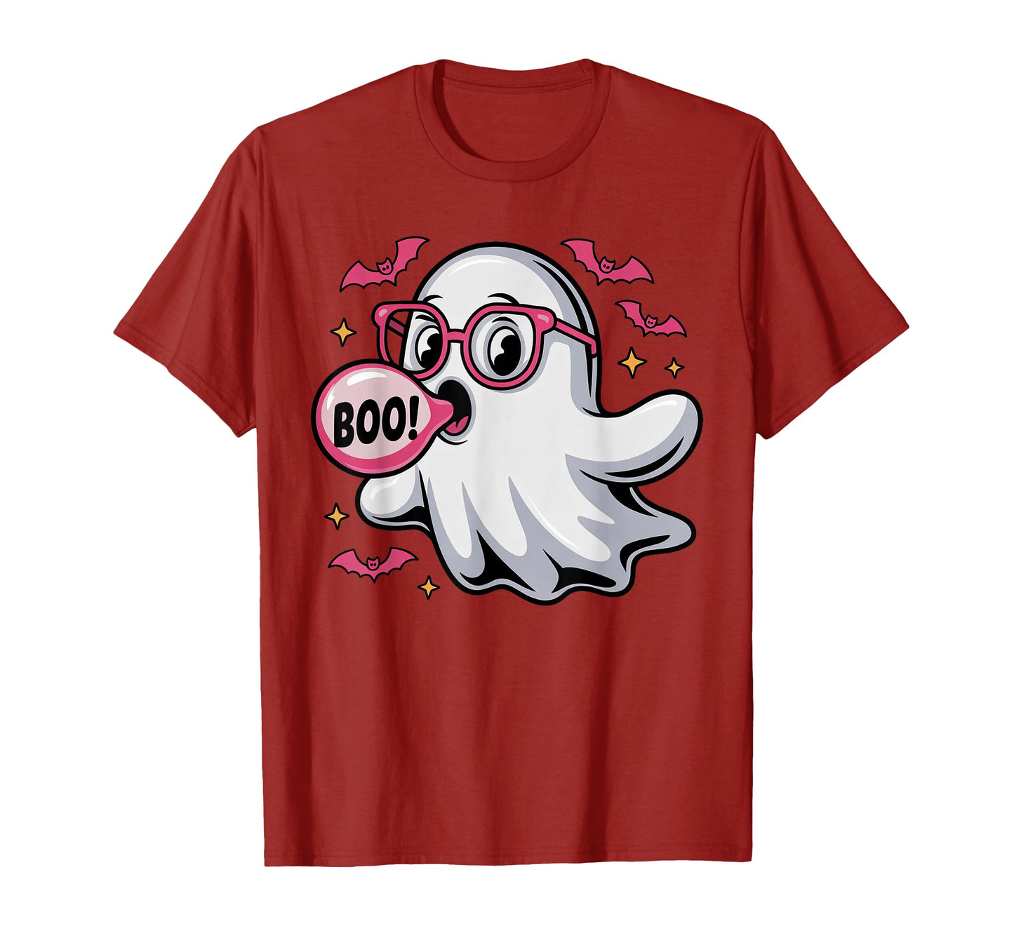 Halloween Cute Boo Ghost Pink Sunglasses Blowing Bubblegum T-Shirt