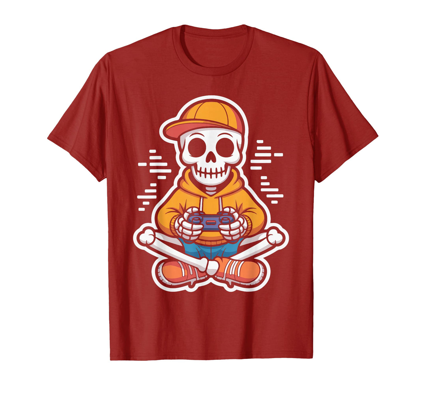 Skeleton Playing Video Games Funny Halloween Gaming Men Boys T-Shirt