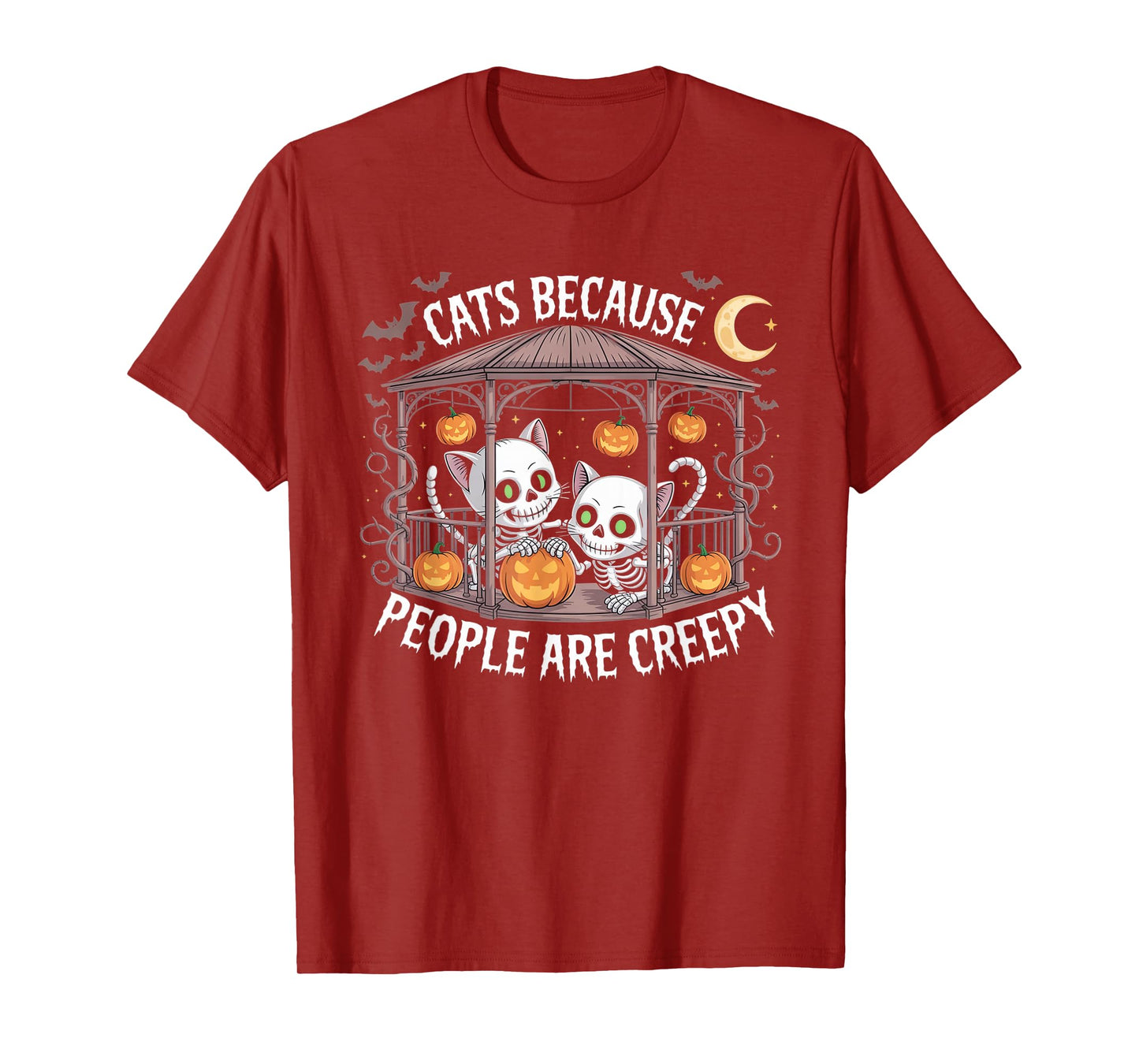 Cats Because People are Creepy Ghost Halloween Cat Mom Kids T-Shirt