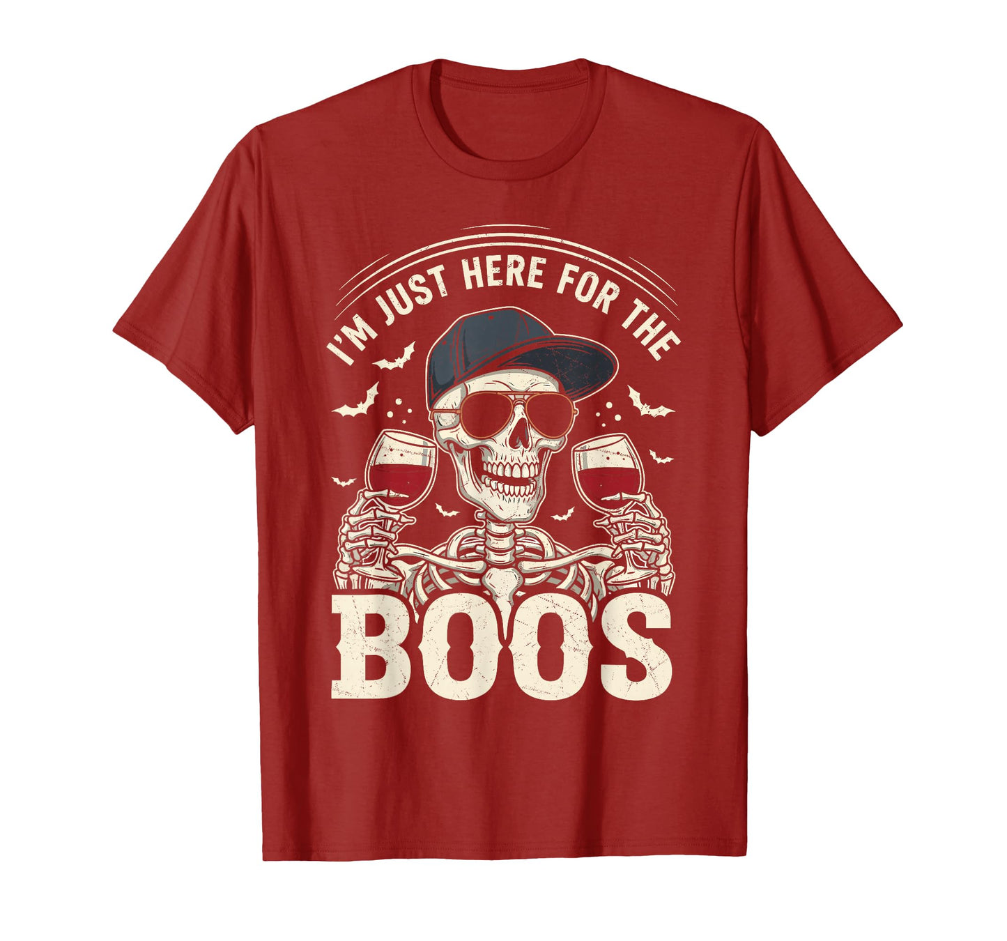 I'm Just Here for The Boos Funny Halloween Skeleton for Men T-Shirt
