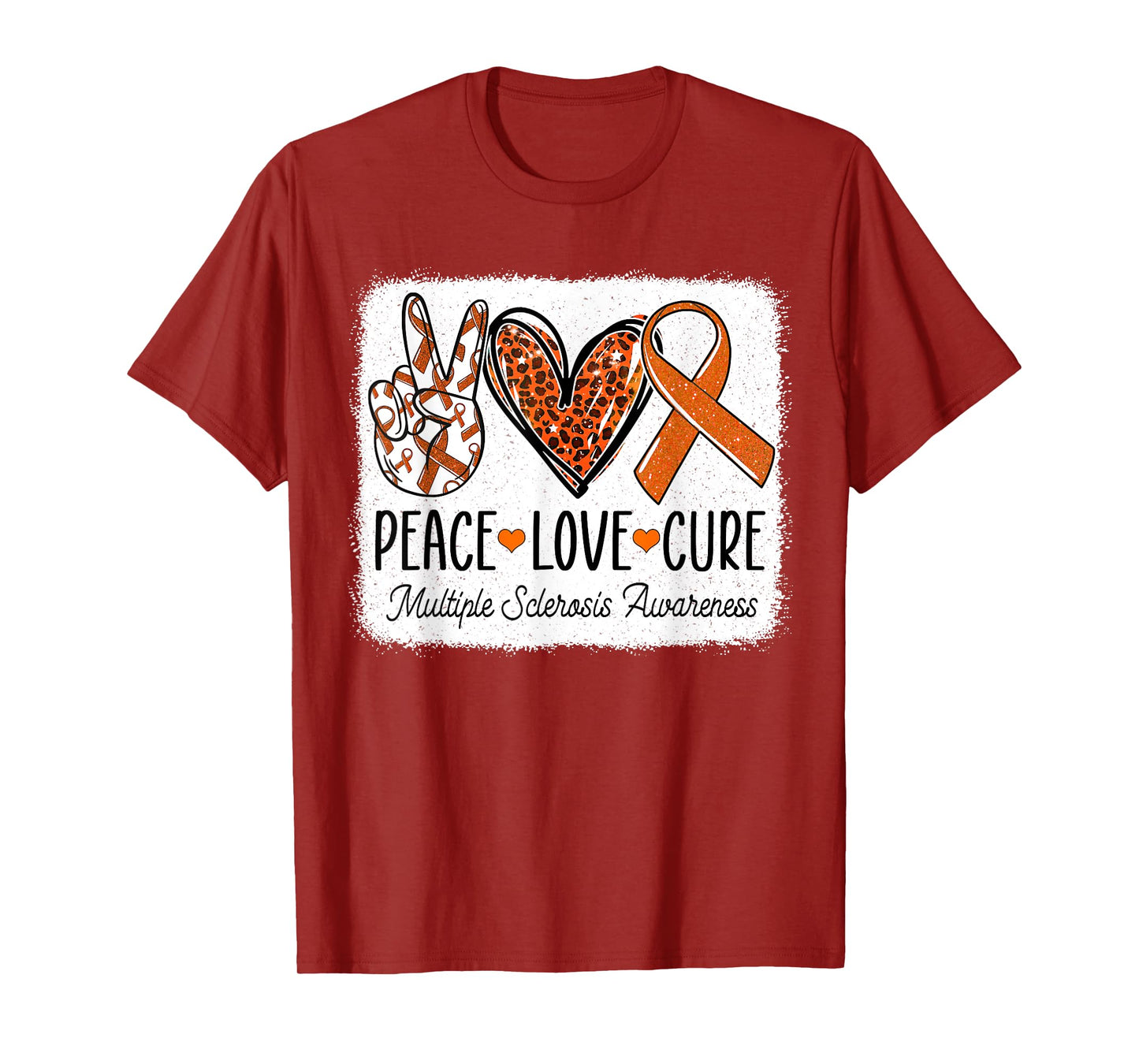 Peace Love Cure MS Warrior Multiple Sclerosis Awareness T-Shirt