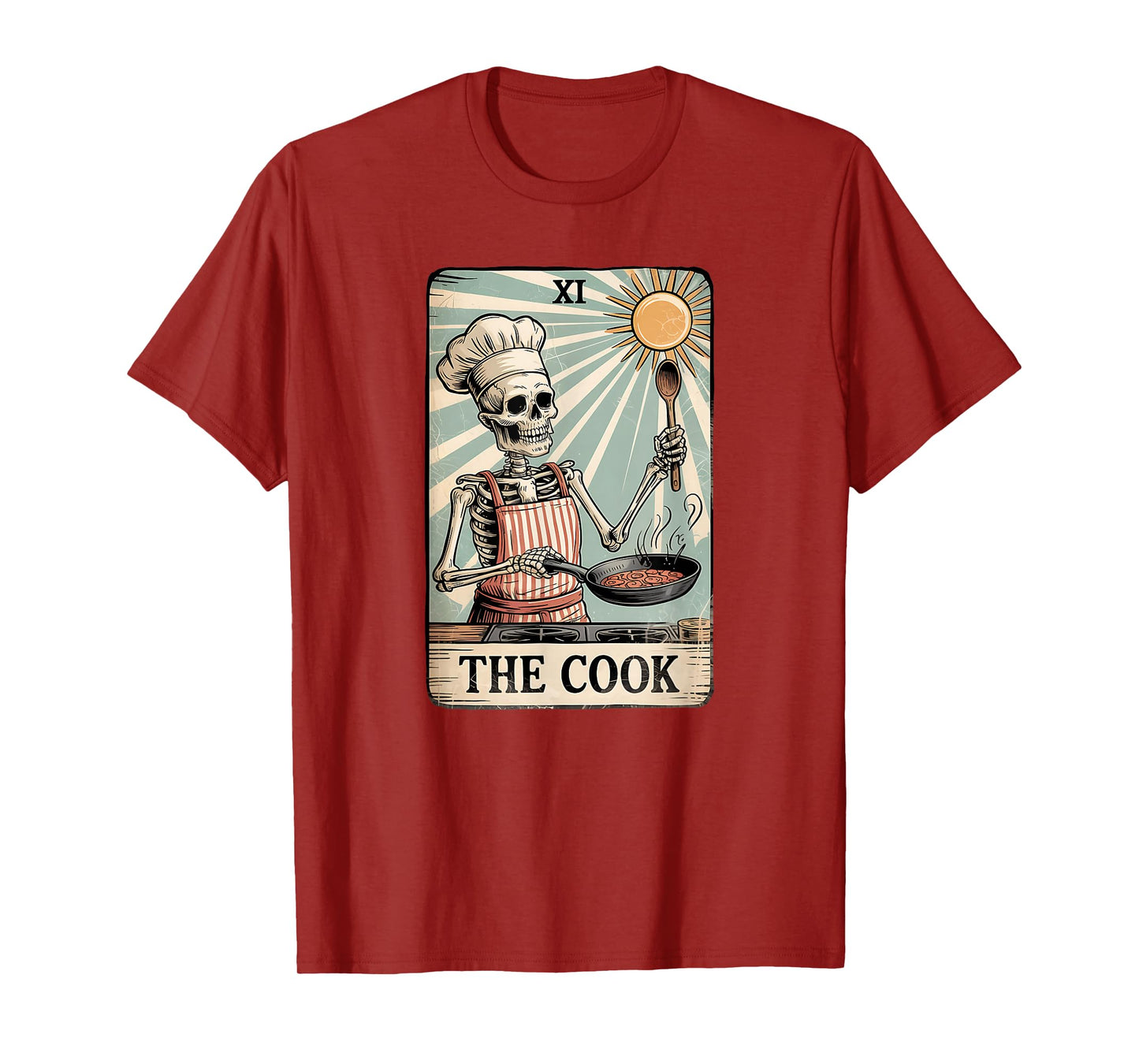 Skeleton Chef Tarot Card Cooking Humor Goth Art T-Shirt