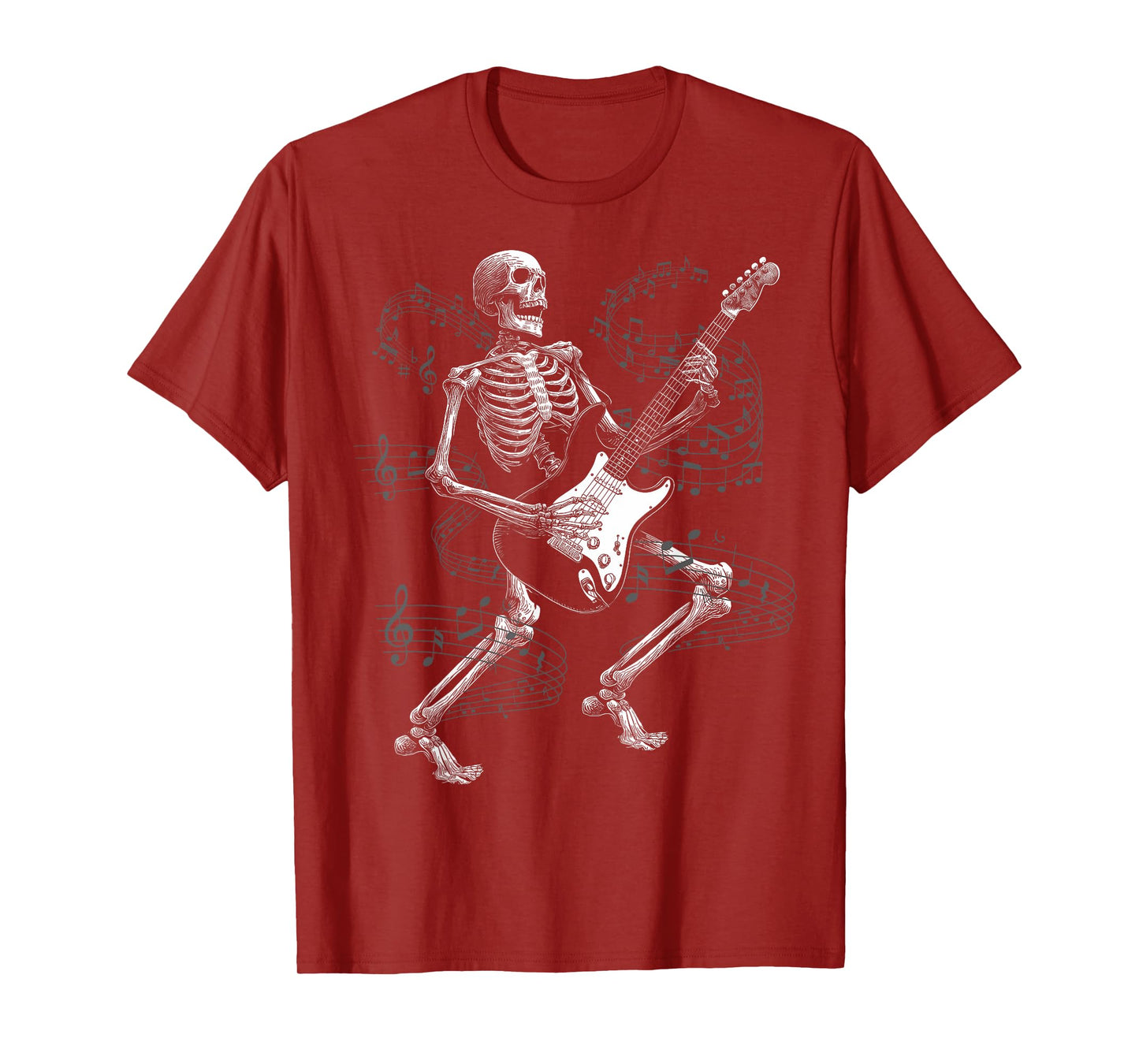 Skeleton Playing Guitar Spooky Halloween Rock & Roll Music T-Shirt