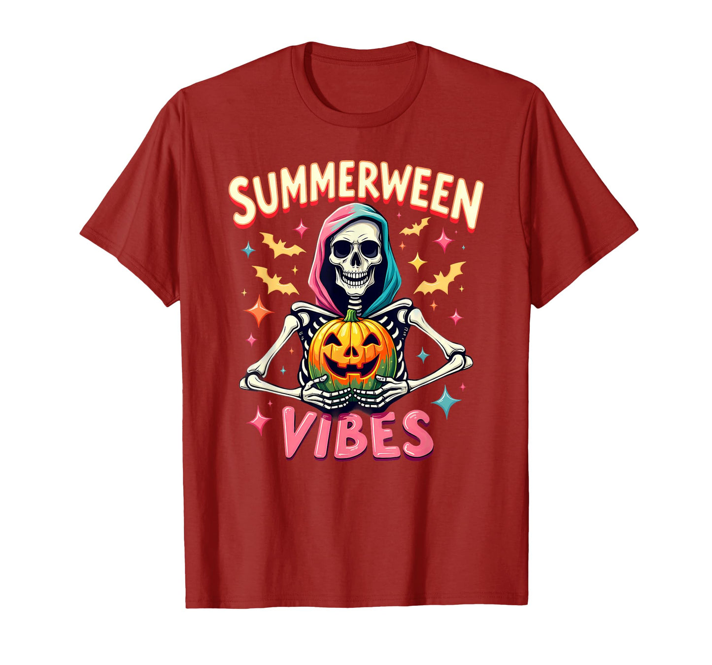 Ghost Skeleton Pumpkin Summerween Vibes T-Shirt