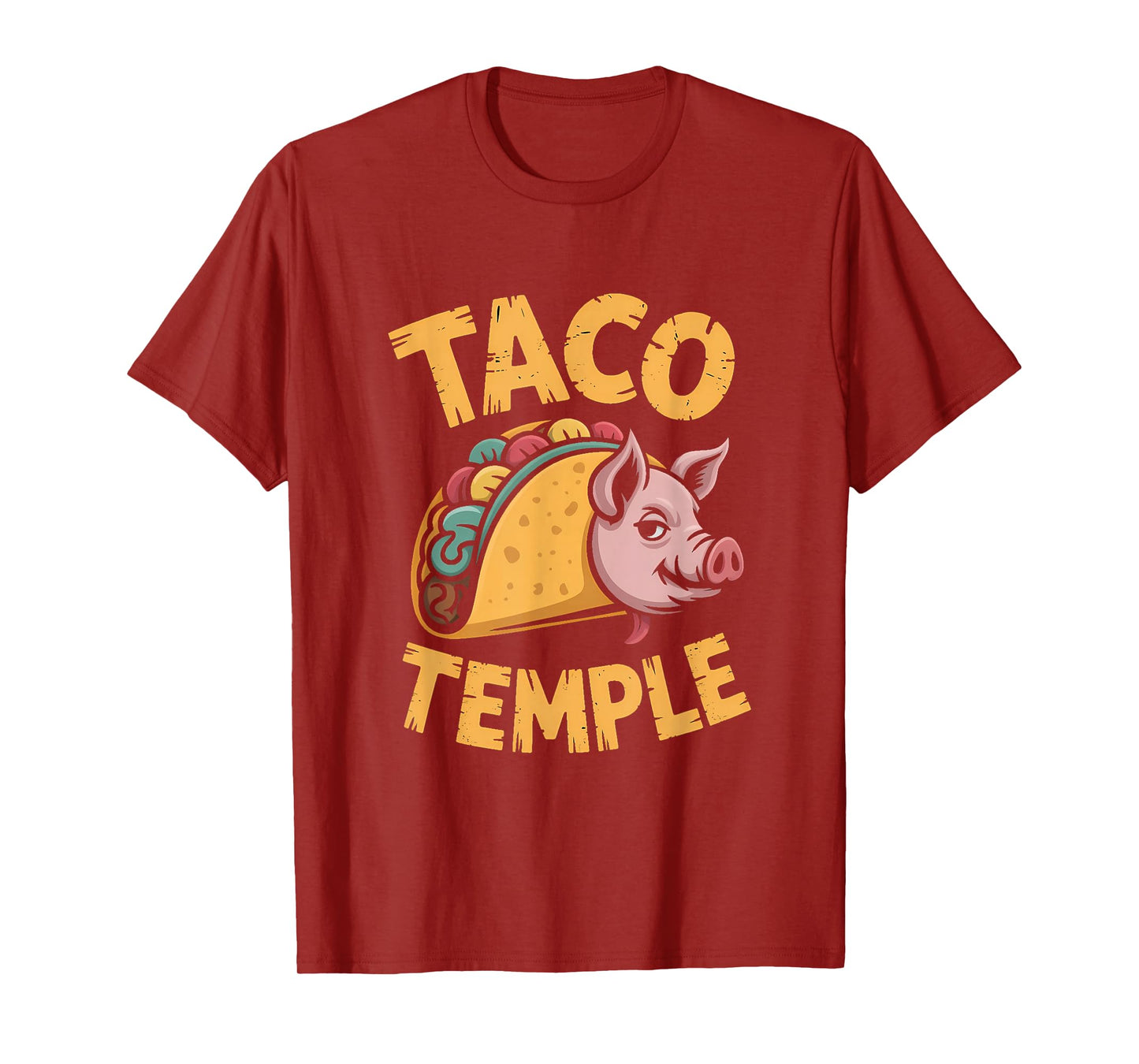 Aztec Pig: Taco Temple Retro Illustration T-Shirt