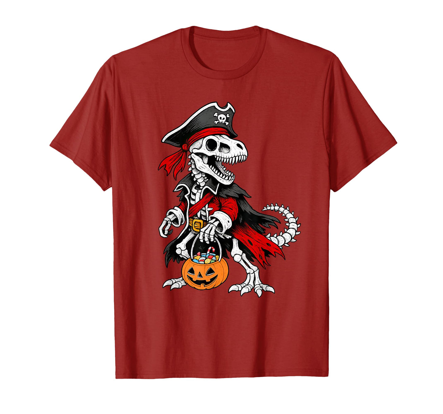 Skeleton Pirate Pumpkin Halloween Kids Boys T-Shirt