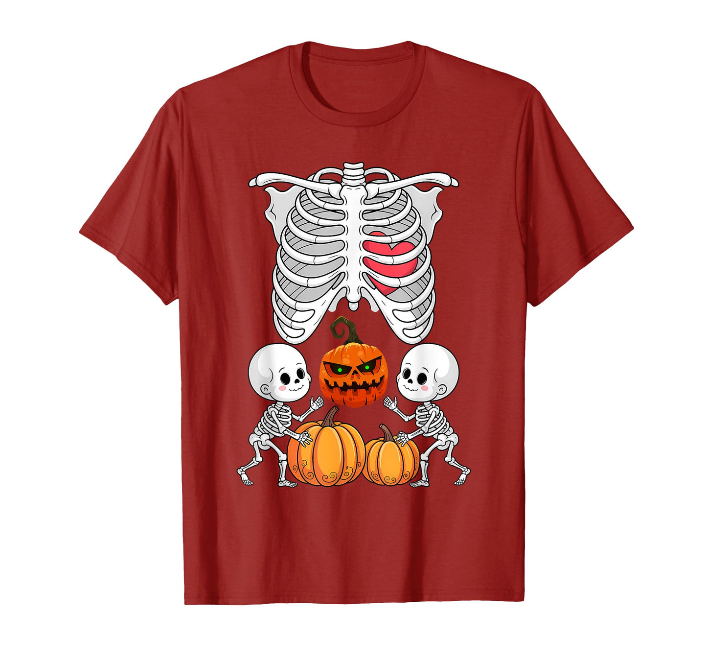 Halloween Twin Pregnant Skeleton Twins Baby Xray Rib Cage T-Shirt