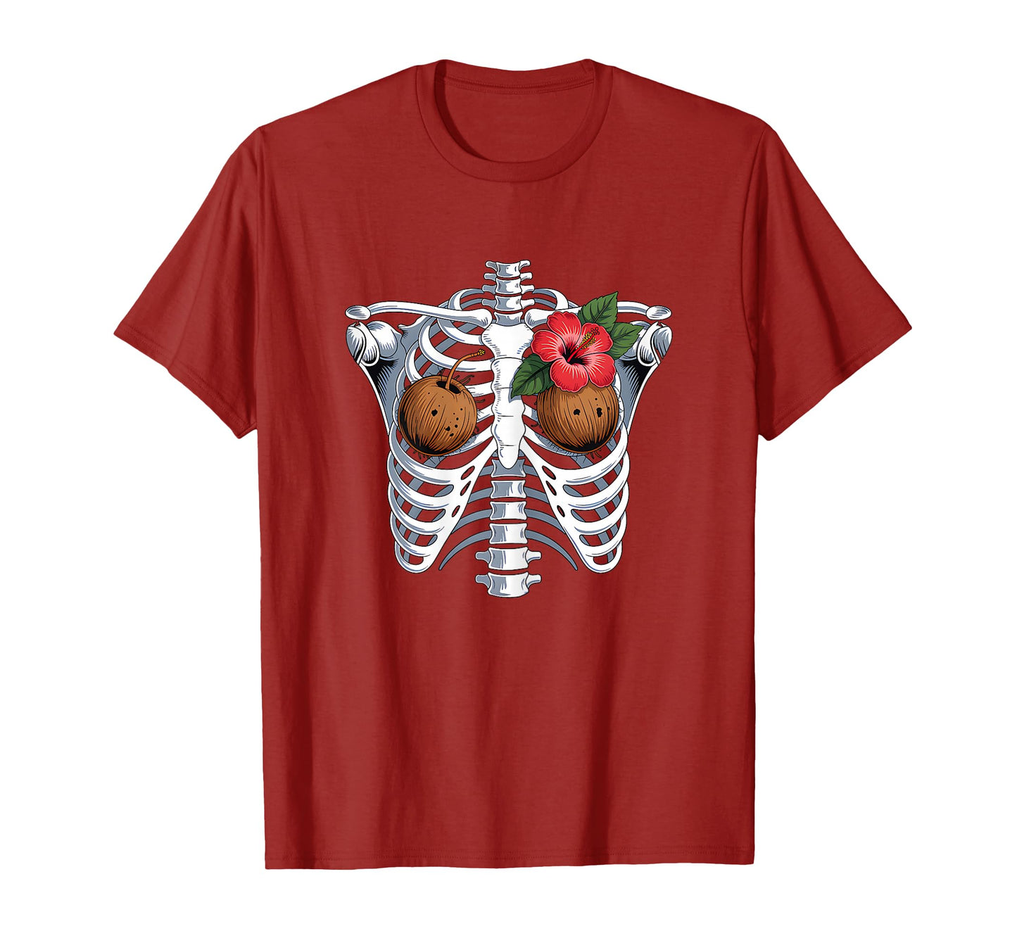 Luau Coconut Bra Skeleton Costume Halloween Hawaiian Women T-Shirt