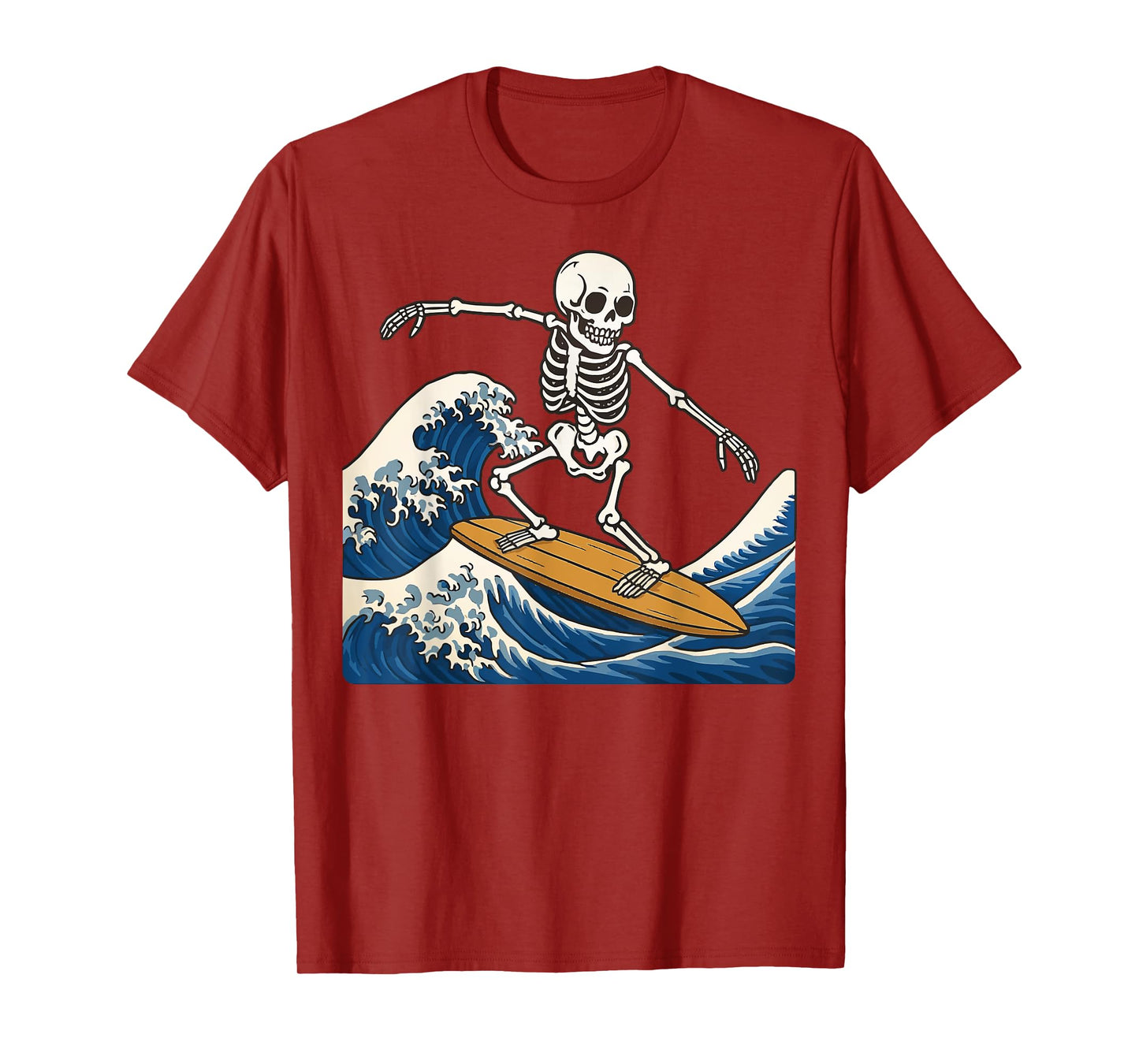 Skeleton Surfing Japanese Wave T-Shirt