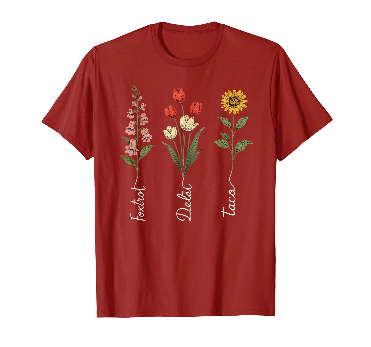 Retro Foxtrots Deltas Taco Flower T-Shirt