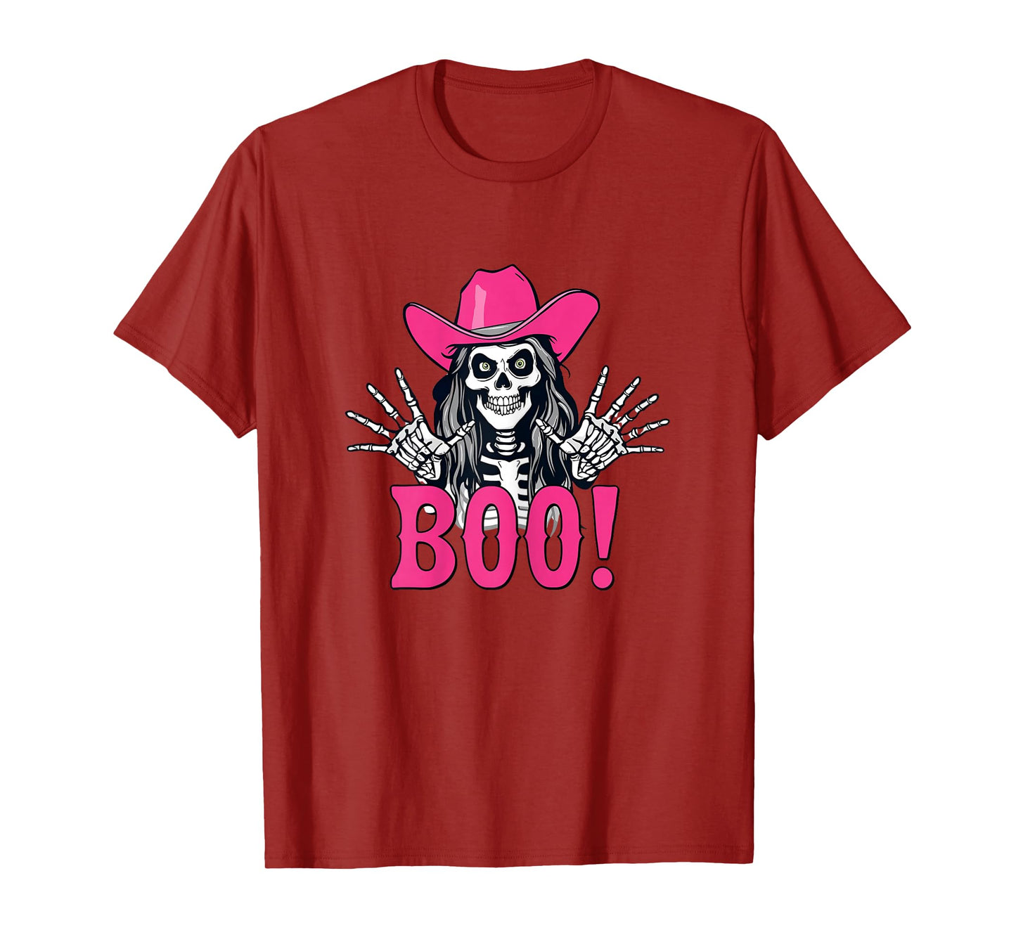 Skeleton Cowgirl Halloween Boo – Funny Pink Spooky Western T-Shirt
