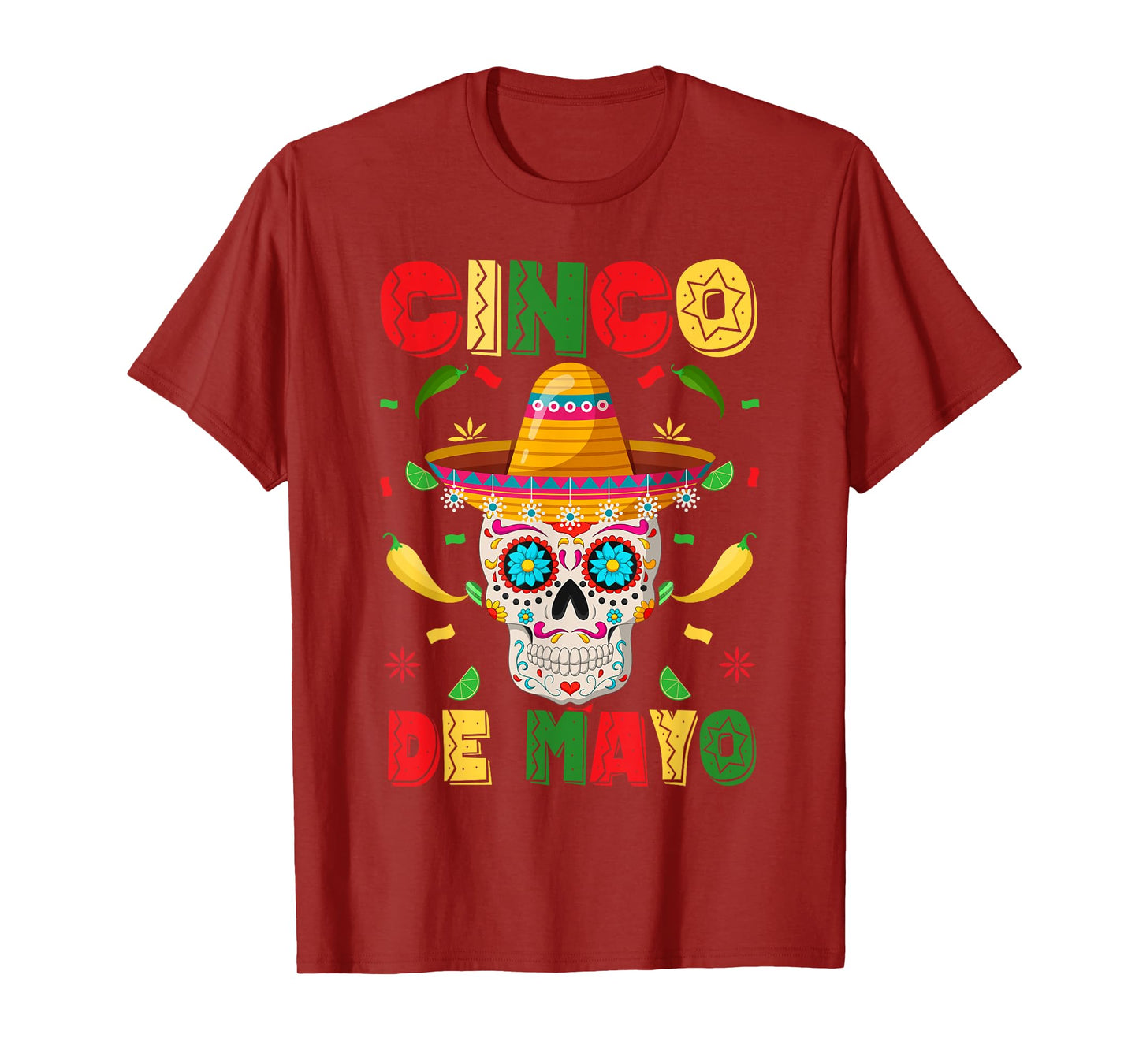 Cinco De Mayo Party Sugar Skull Men Women Mexican Fiesta T-Shirt