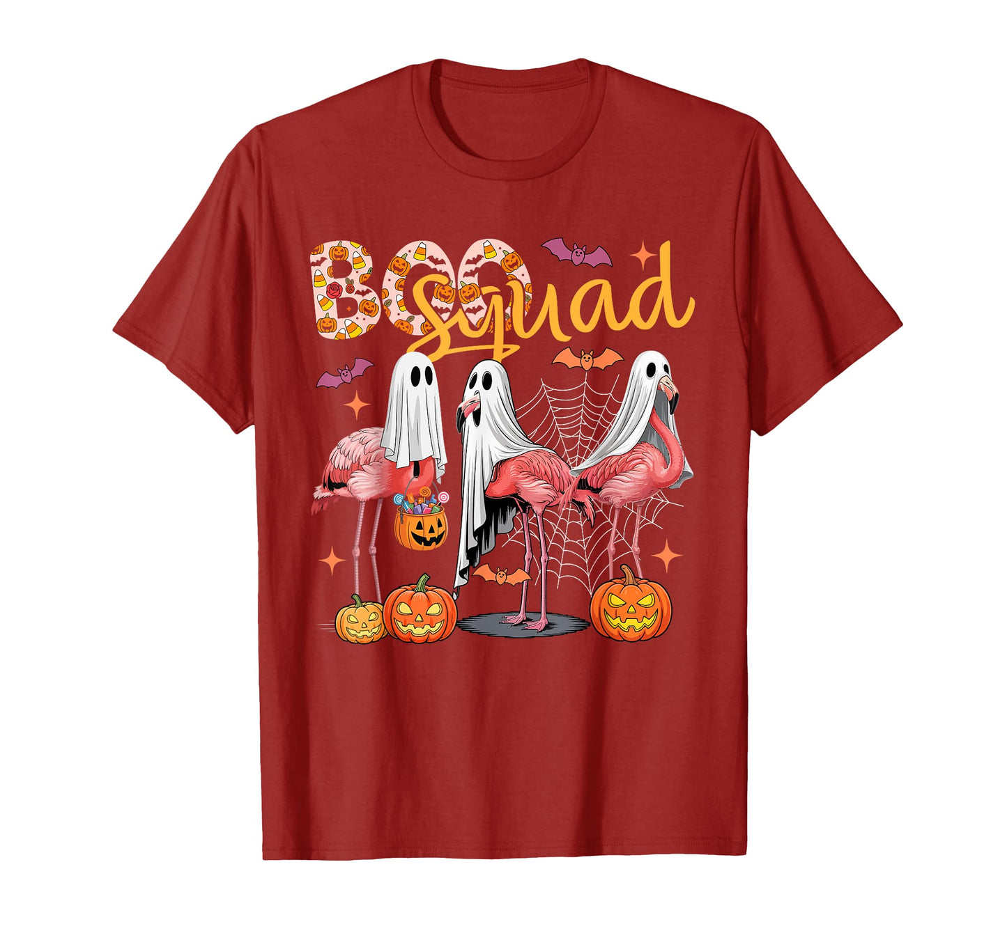 Boo Squad Three Cute Flamingos Cosplay Ghosts Halloween Bird T-Shirt