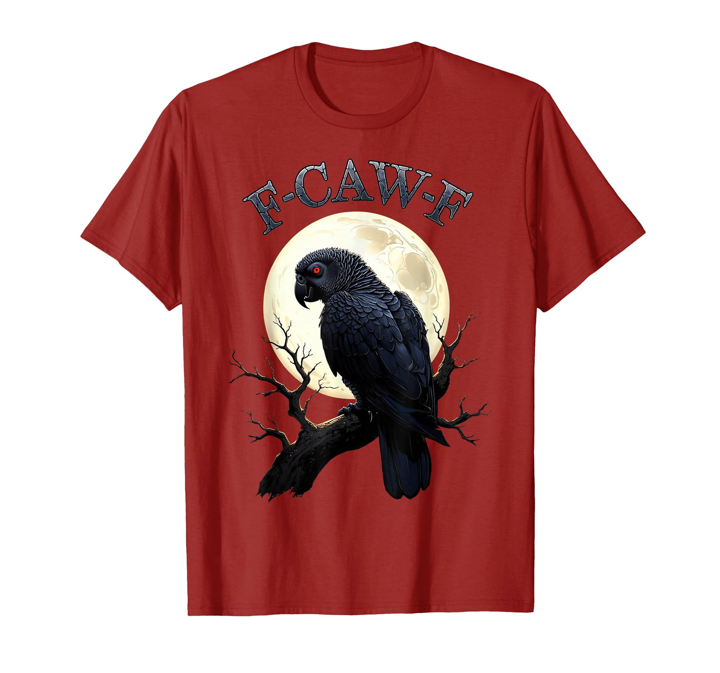 Black Parrot F-Caw-F Fun Black Bird Moon Gothic Adult Humor T-Shirt
