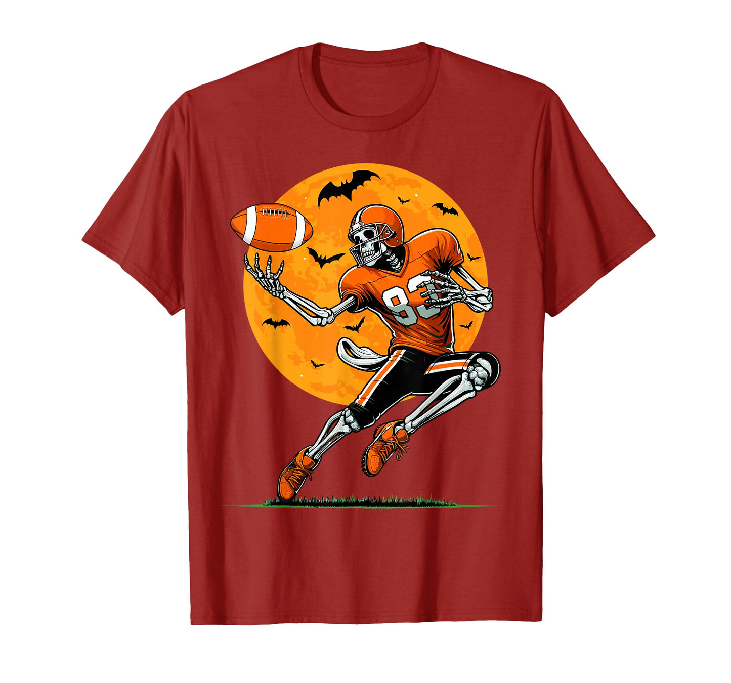 American Football Skeleton Boys Halloween Football Player T-Shirt