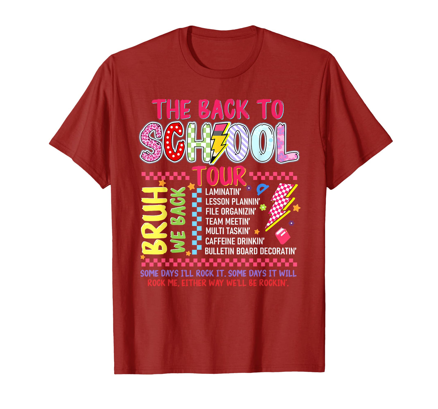 Retro Lightning Bolt ABCD Back To School Funny Tour Teacher T-Shirt