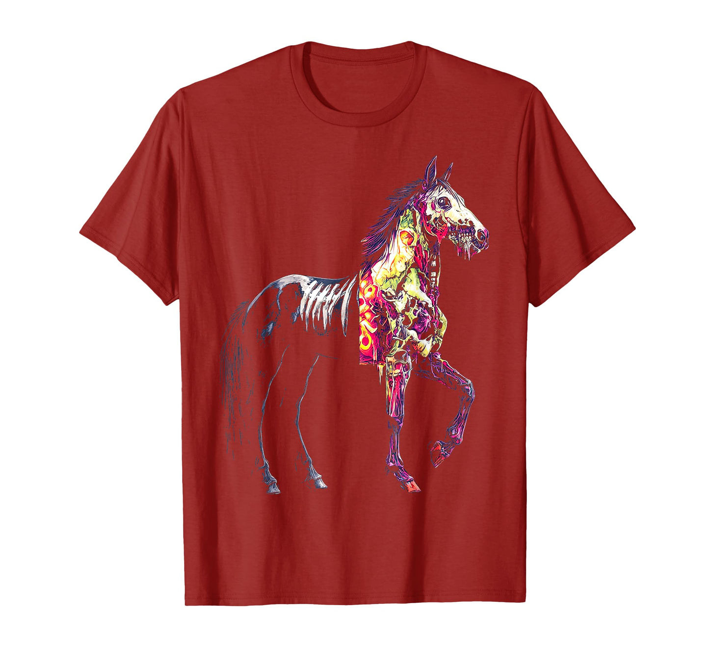 Halloween Horse Skeleton Zombie Animal Graphic Halloween T-Shirt