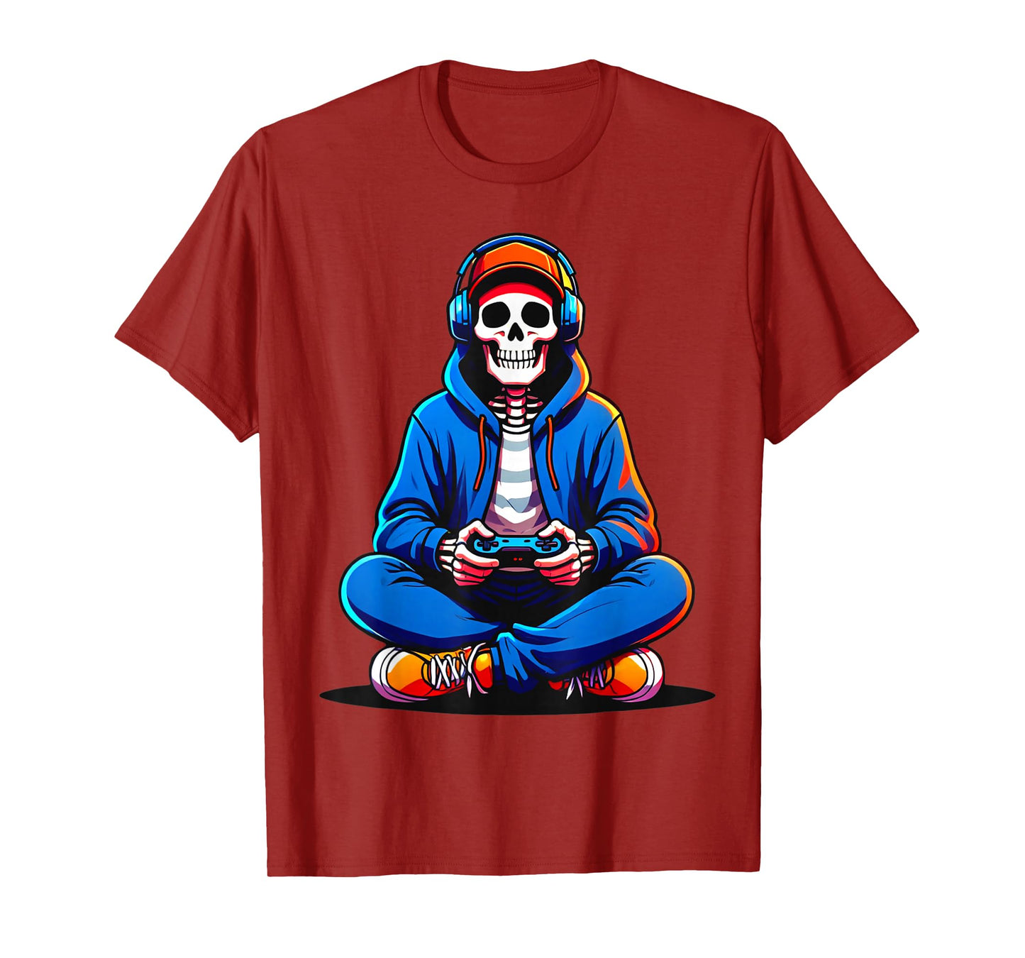 Gaming Skeleton Halloween Funny Gift for Boys Men Kids T-Shirt