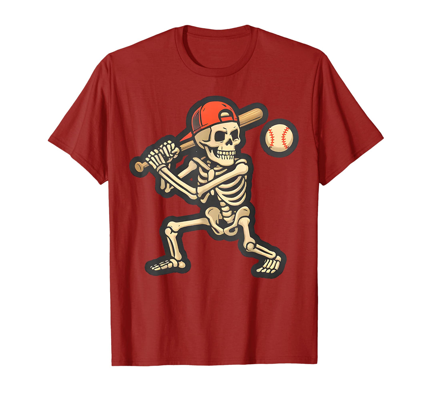 Skeleton Baseball Halloween Costume Funny Men Boys Kids T-Shirt