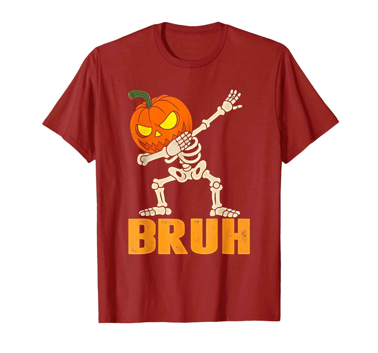 Bruh Skeleton Halloween Dabbing Boys Pumpkin Jack O Lantern T-Shirt