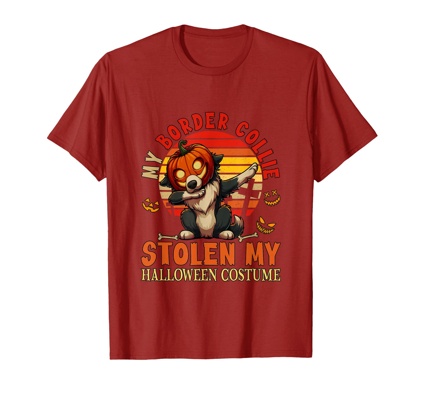 Border Collie Stolen My Halloween Costume Dog Carved Pumpkin T-Shirt