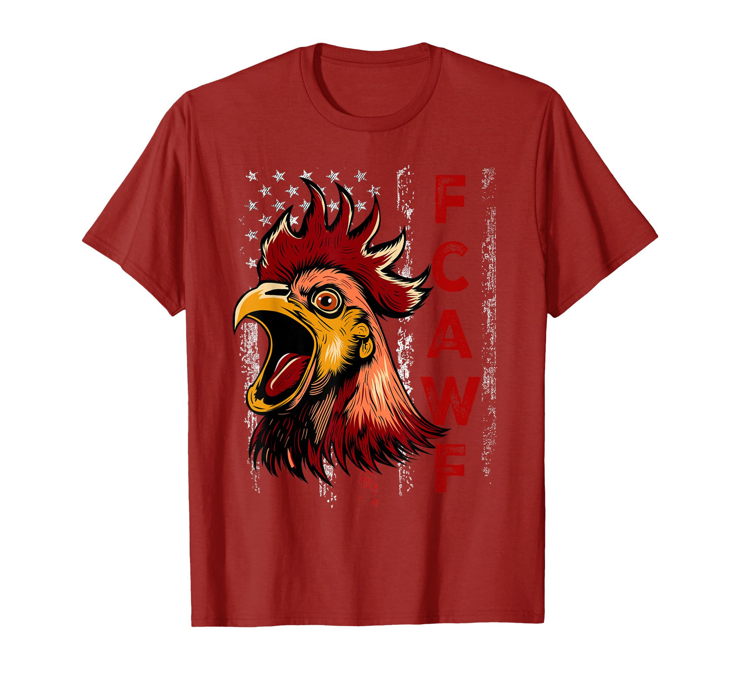 F-Caw-F Funny Chicken Humor F-Caw-F Rooster Vintage US Flag T-Shirt