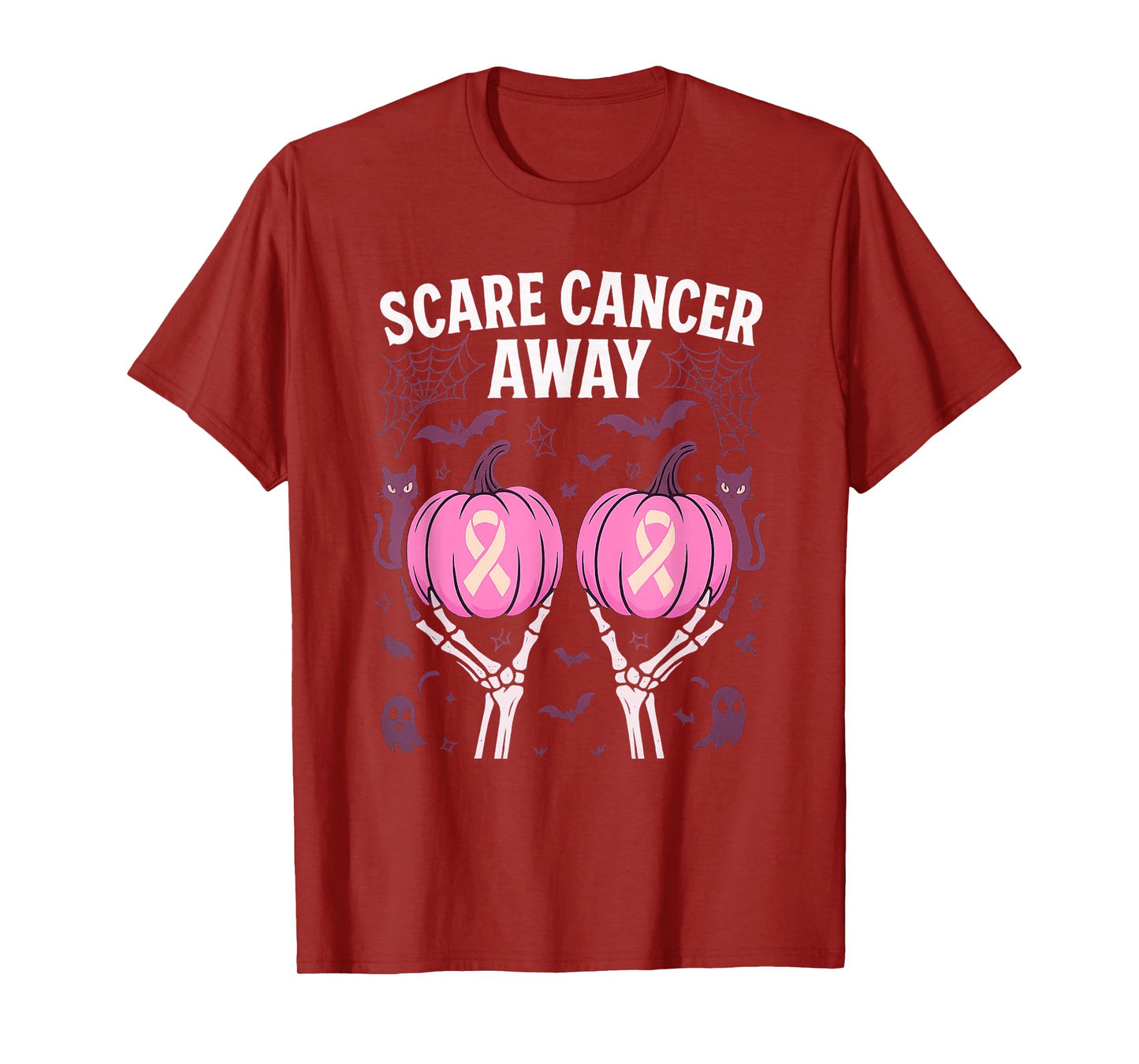 Halloween Breast Cancer Awareness Pink Ribbon T-Shirt