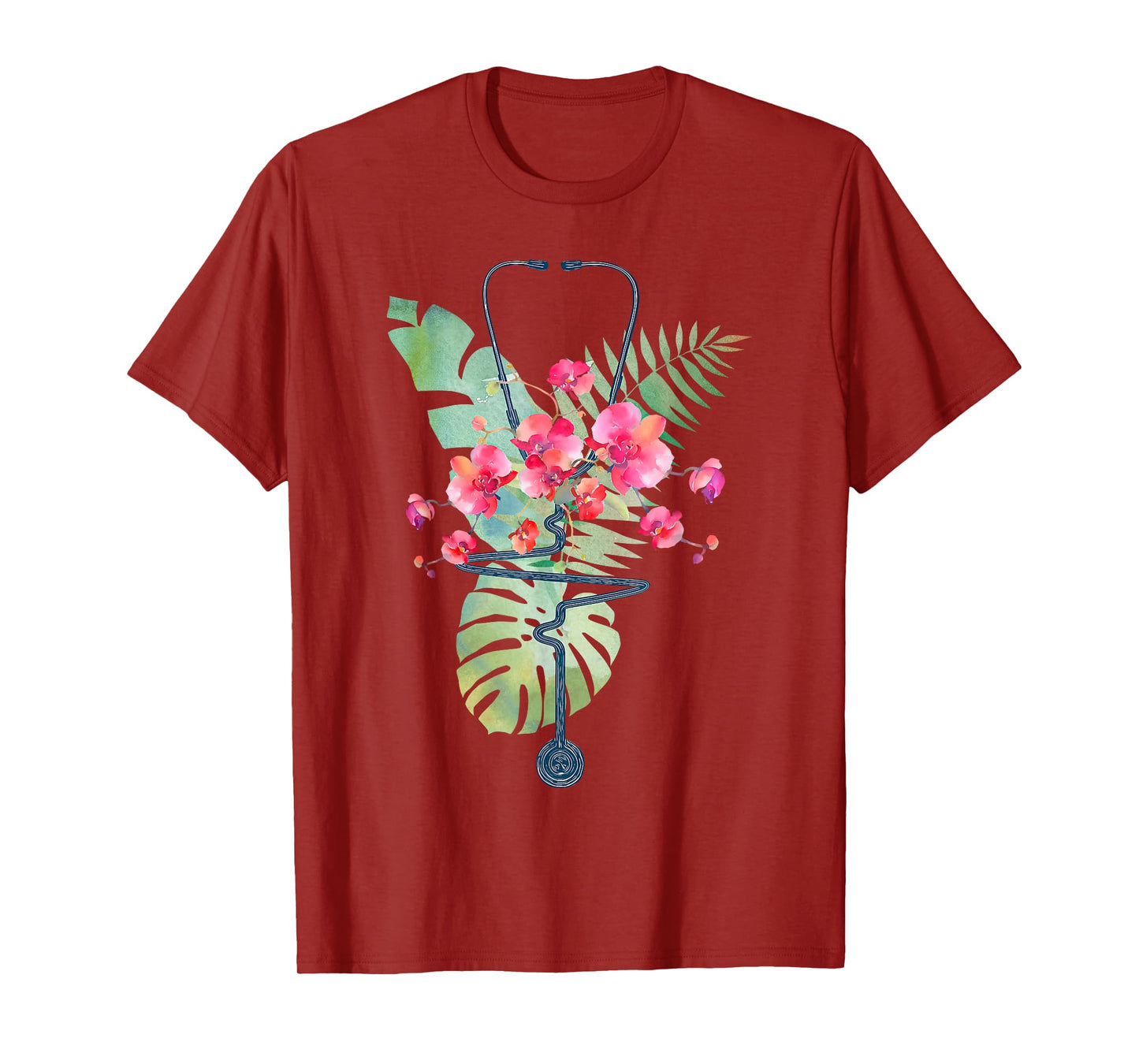 Stethoscope Tropical Flowers Summer Aloha Hawaii RN Nurse T-Shirt