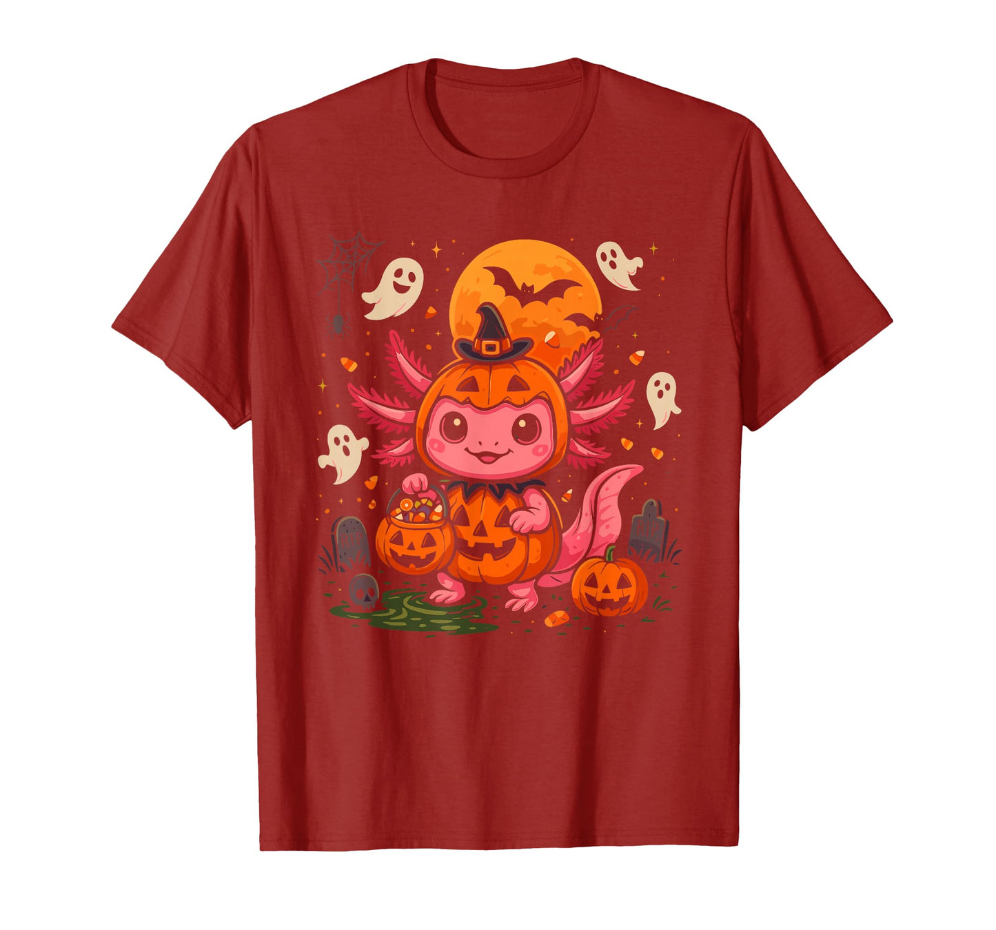 Cute Halloween Axolotl Spooky Animal Halloween Costume T-Shirt