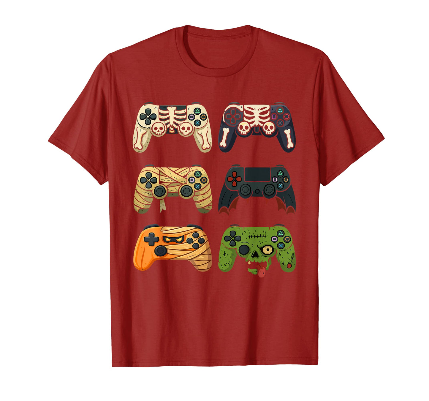 Halloween Skeleton Funny Spooky Gaming Controllers Boys Kids T-Shirt