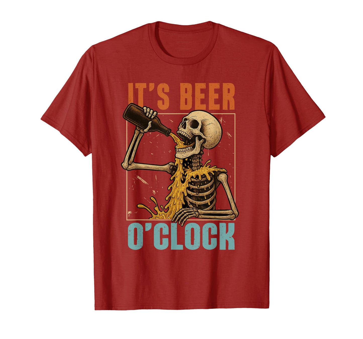 Beer Lover Day Drinking Team Skeleton It's Beer O'clock T-Shirt
