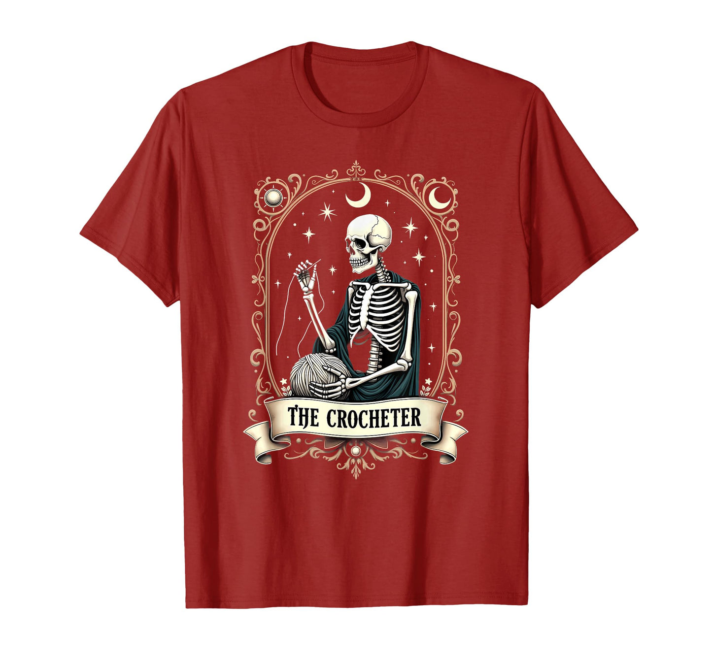Gothic Tarot Card Crocheter Skeleton Halloween Quilter T-Shirt